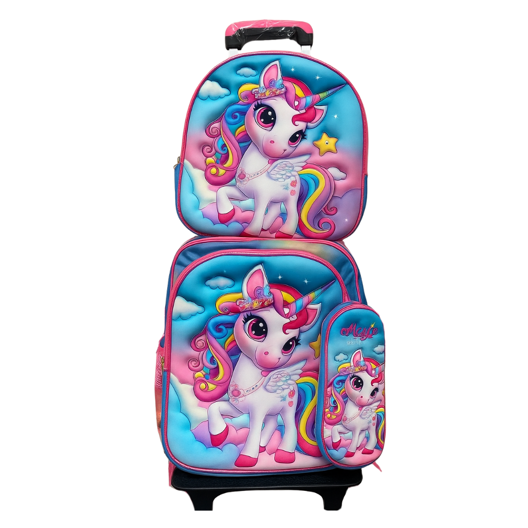 Pony Juego de Mochilas 4 Piezas con Carro, Lonchera y Cartuchera by Farmacias Savia