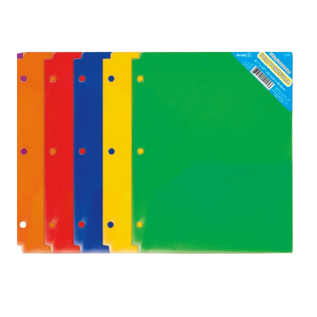 Portafolio poly 2 bolsillos 9" x 12" con huecos by Farmacias Savia