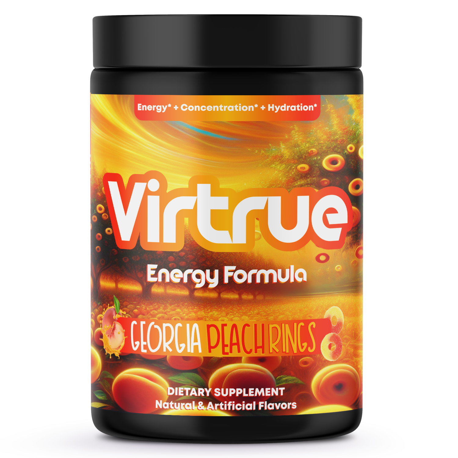 Georgia Peach Rings Pre-Workout Energy Powder + Focus Boost & Hydration | Sugar Free by Virtrue