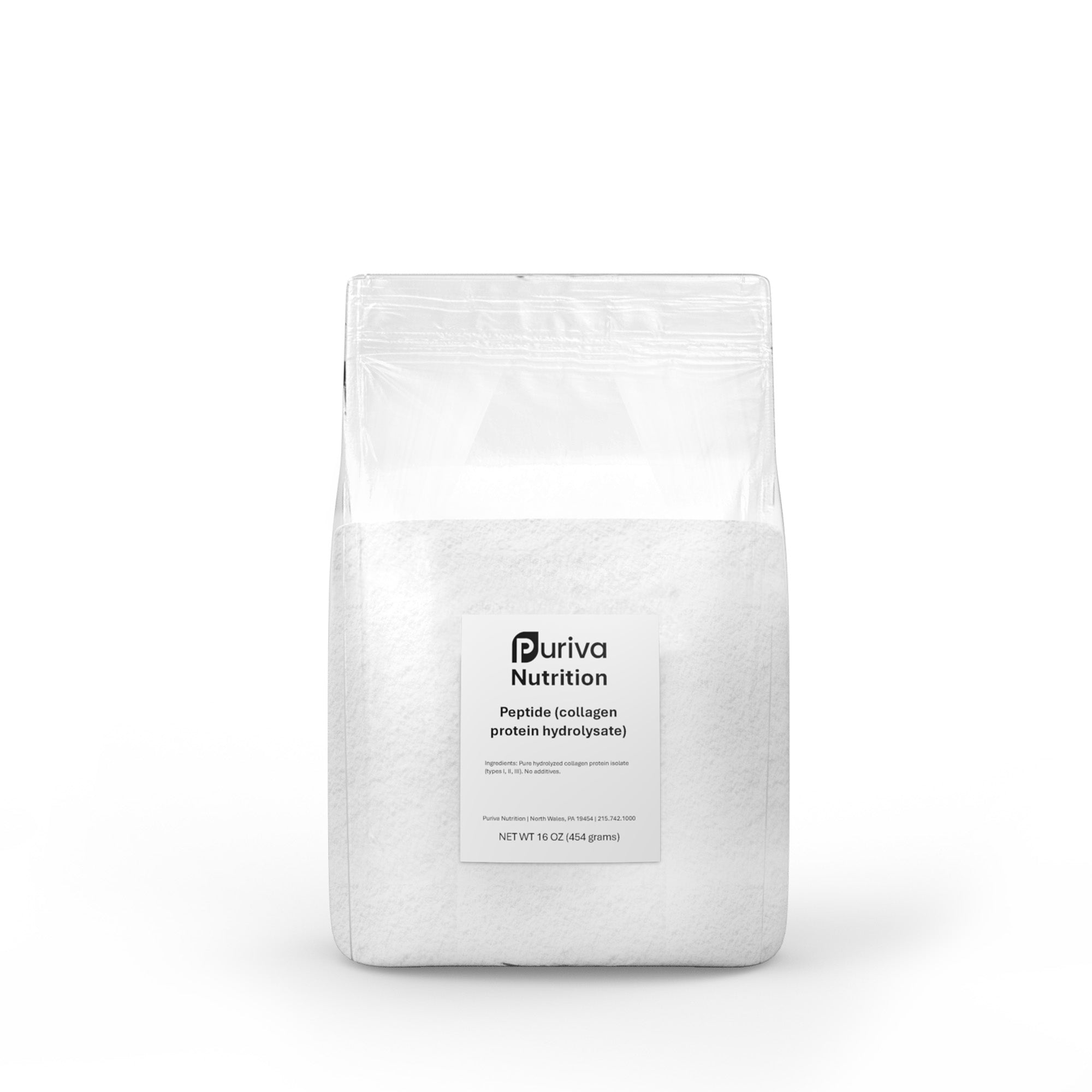 Peptide powder (collagen hydrolysate), 1 pound, Puriva Nutrition by Puriva Nutrition