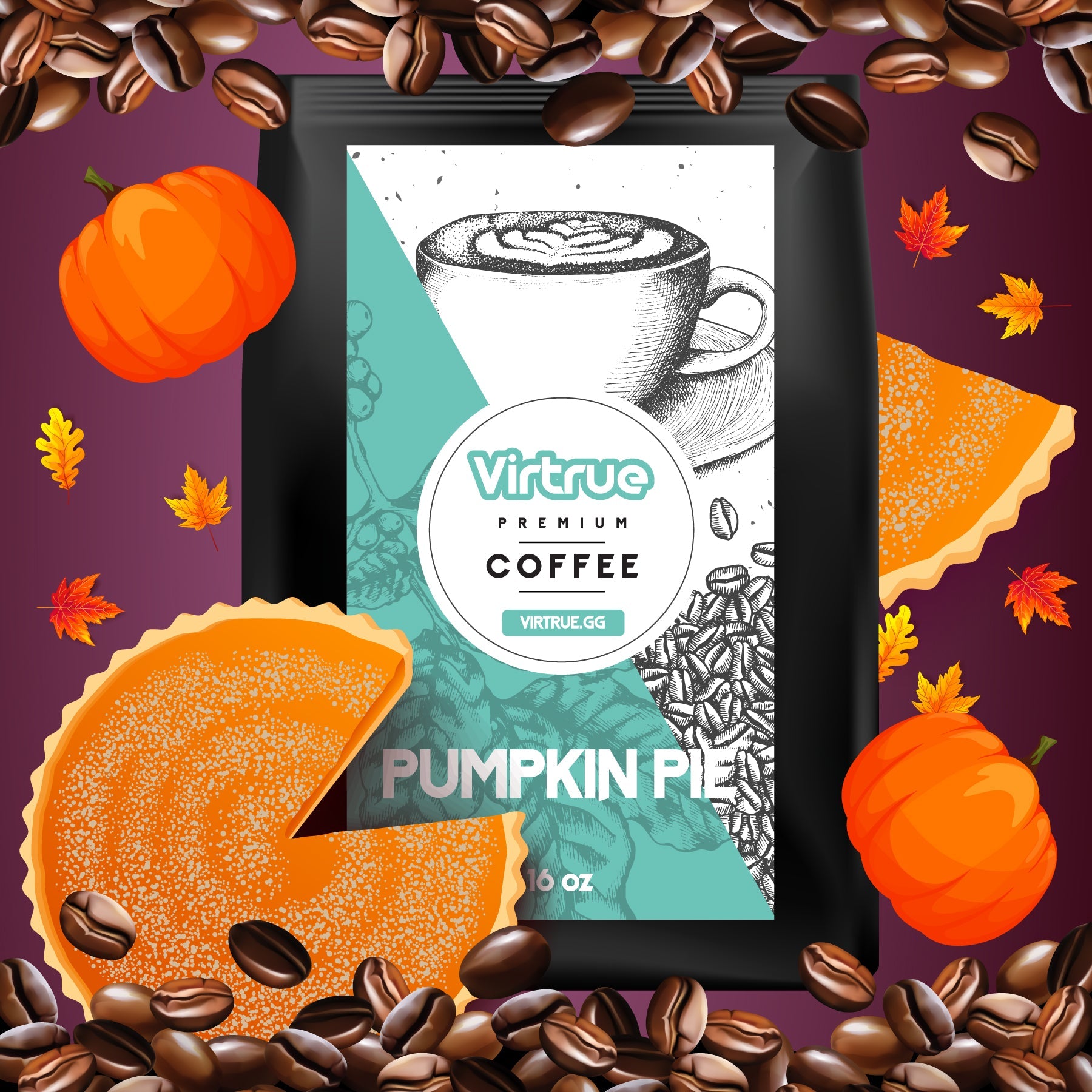 Pumpkin Pie Flavored Coffee – 16oz | Virtrue Premium by Virtrue