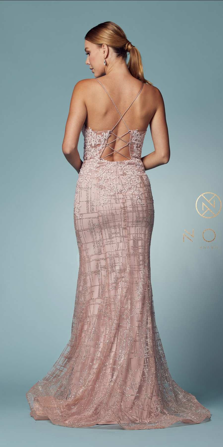 Nox Anabel R282-1 Mermaid Long Dress Corset Open-Back by DiscountDressShop