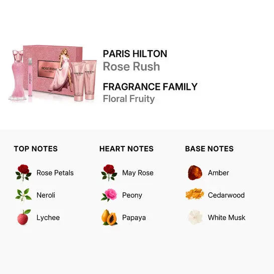 Rose Rush By Paris Hilton W 3.4oz 4pc Set EDP Spray by perfumesandrea