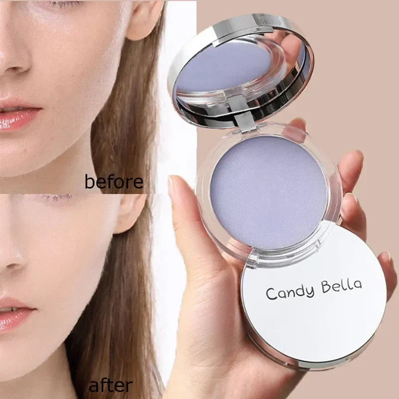 Matte Setting Powder Lasting Oil-Control Purple Glitter Pressed Powder Brightening Face Powder Jelly Compact Foundation Makeup by Korean Skin Care