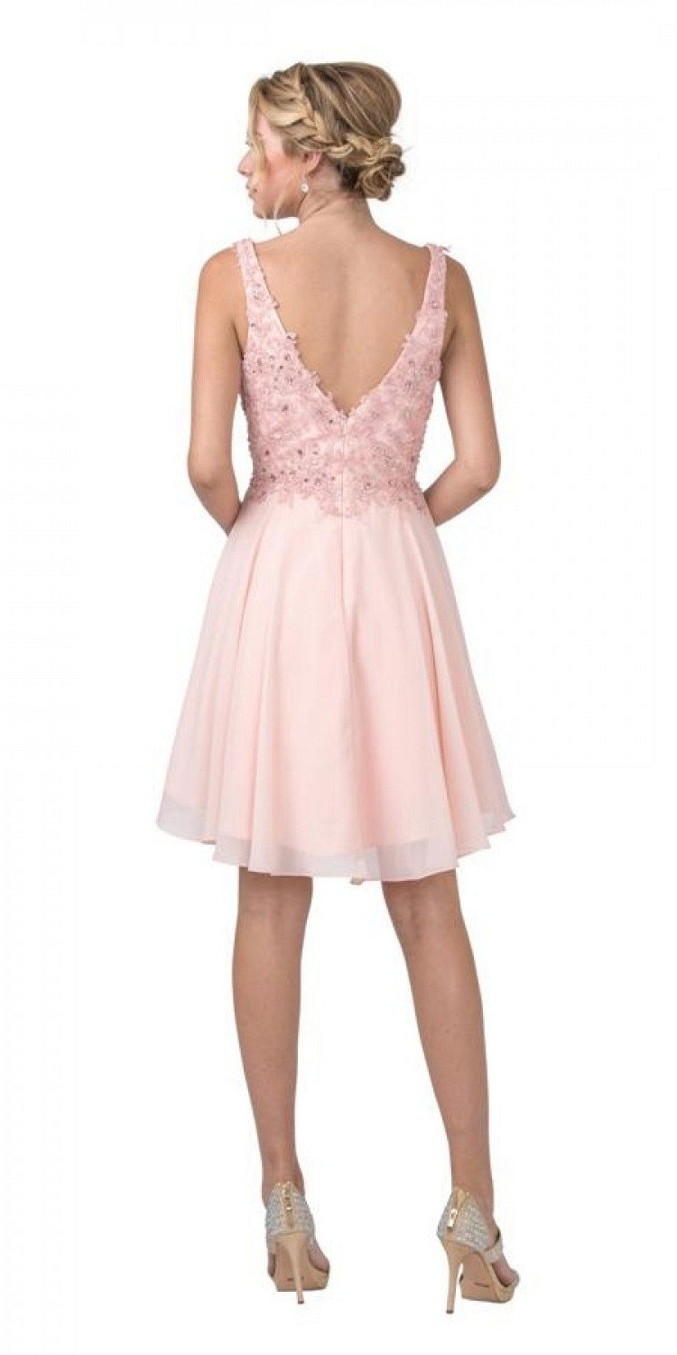 CLEARANCE - Aspeed S2331 Embroidered V-Neck Short A-Line Dress (Size Medium) by DiscountDressShop