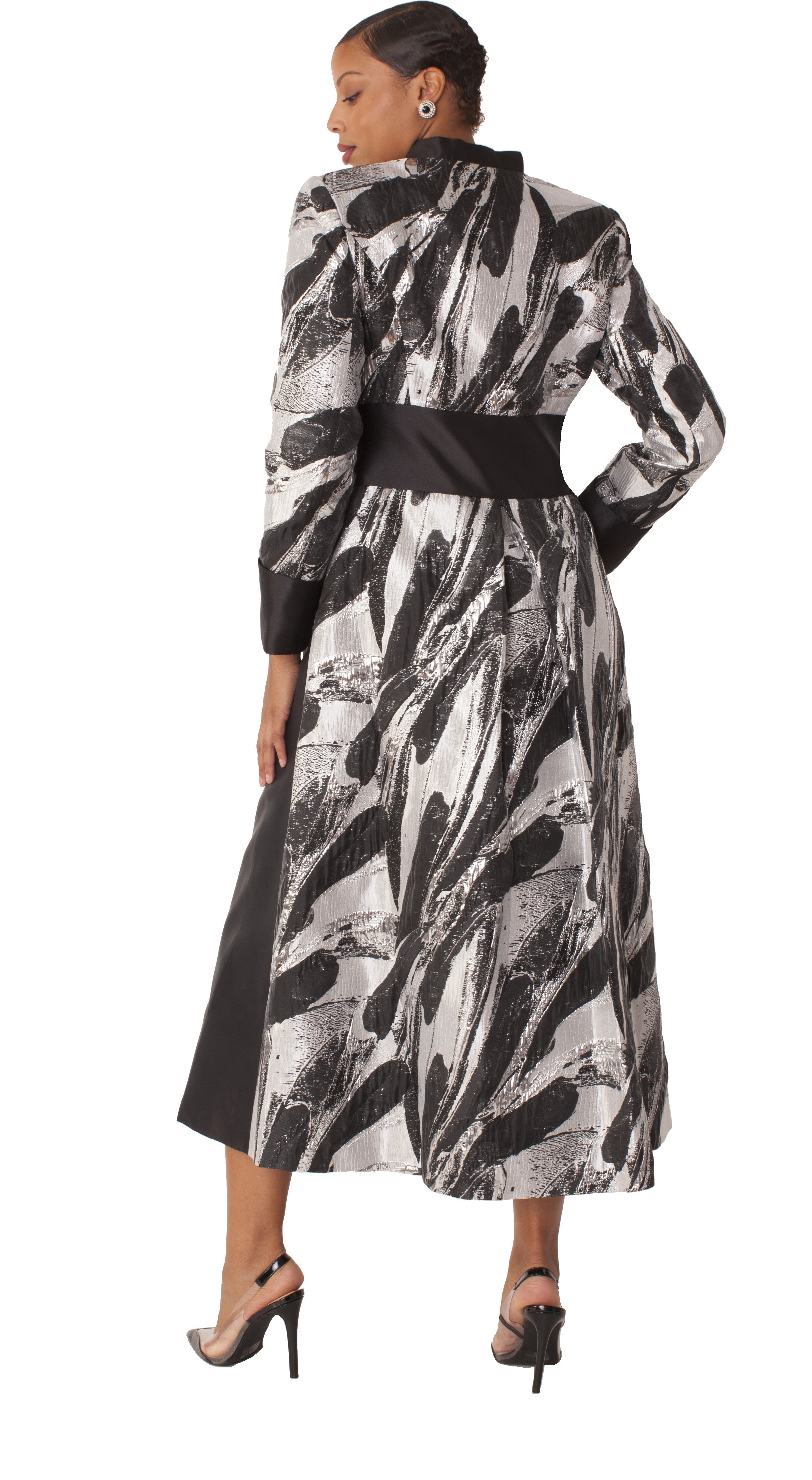 Plus Size Brocade Clergy Robe with Cross Brooch – 4821W by Tally Taylor