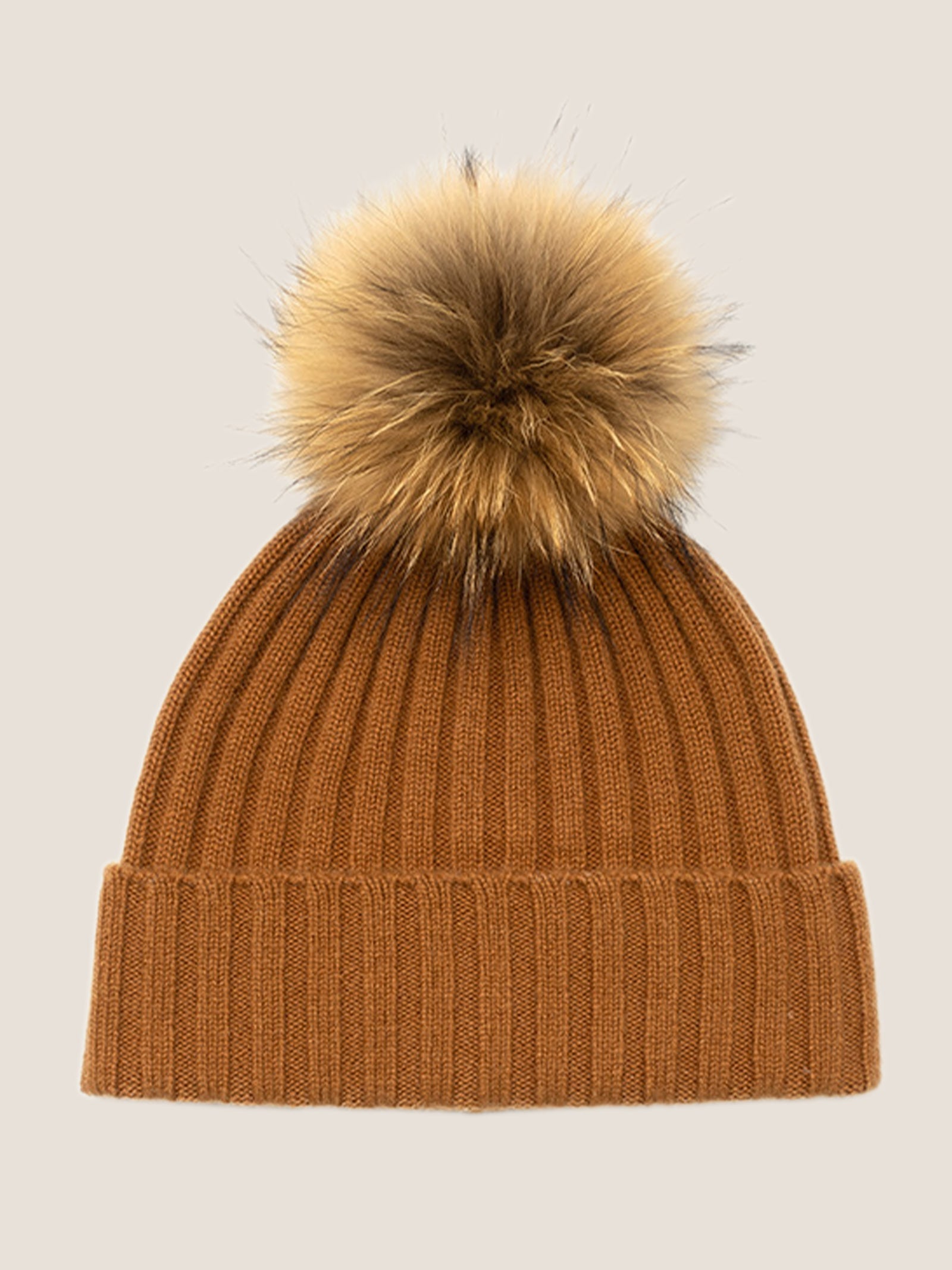 100% Cashmere Rib-Knit Slouchy Beanie With Pom-Pom by LINTICO