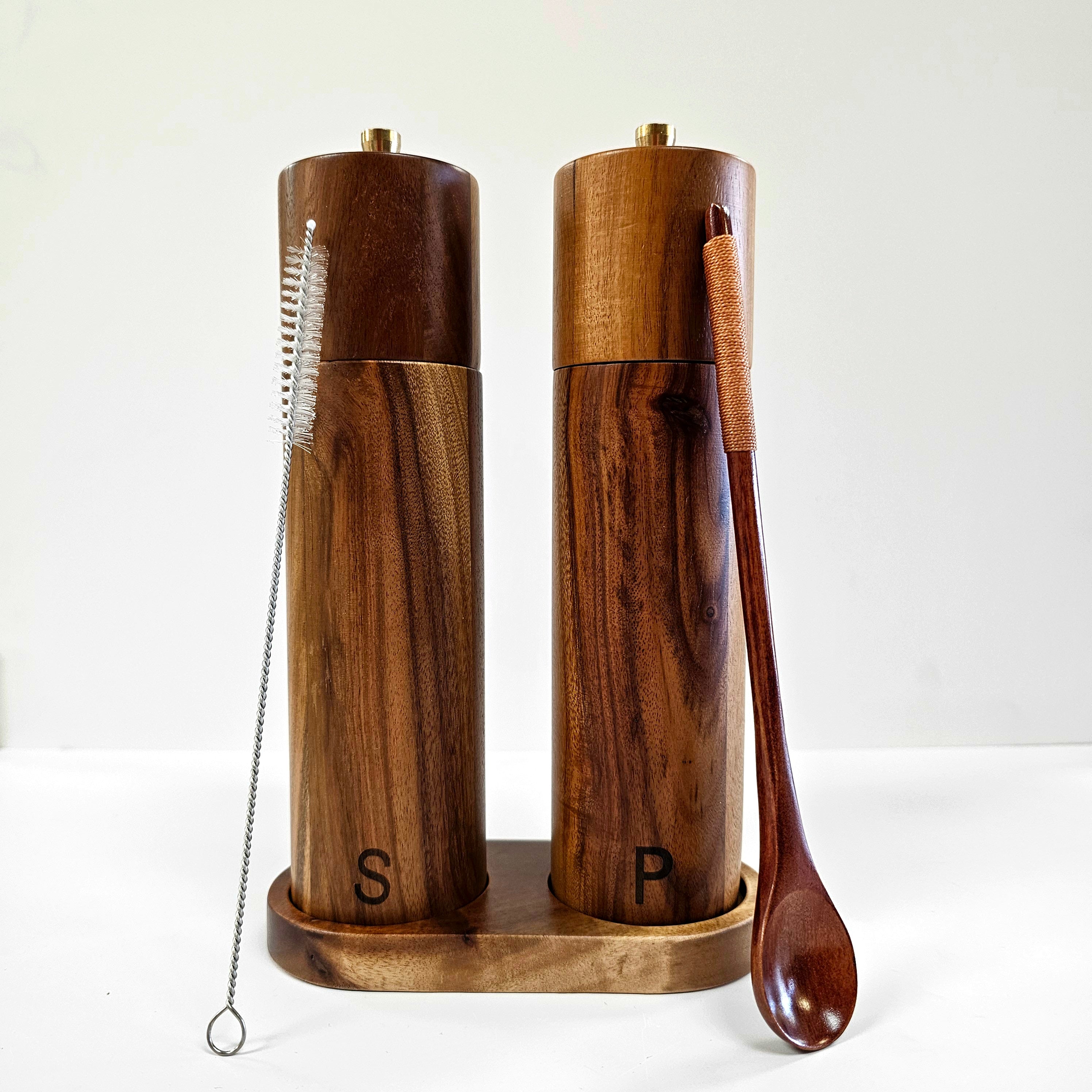 Acacia Wood Salt and Pepper Grinders by Spice Wheel