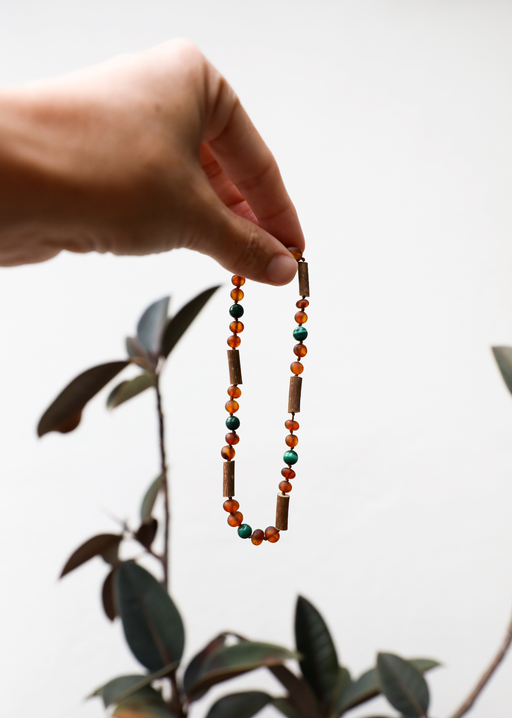Hazelwood || Raw Cognac Baltic Amber + Malachite || Necklace by CanyonLeaf