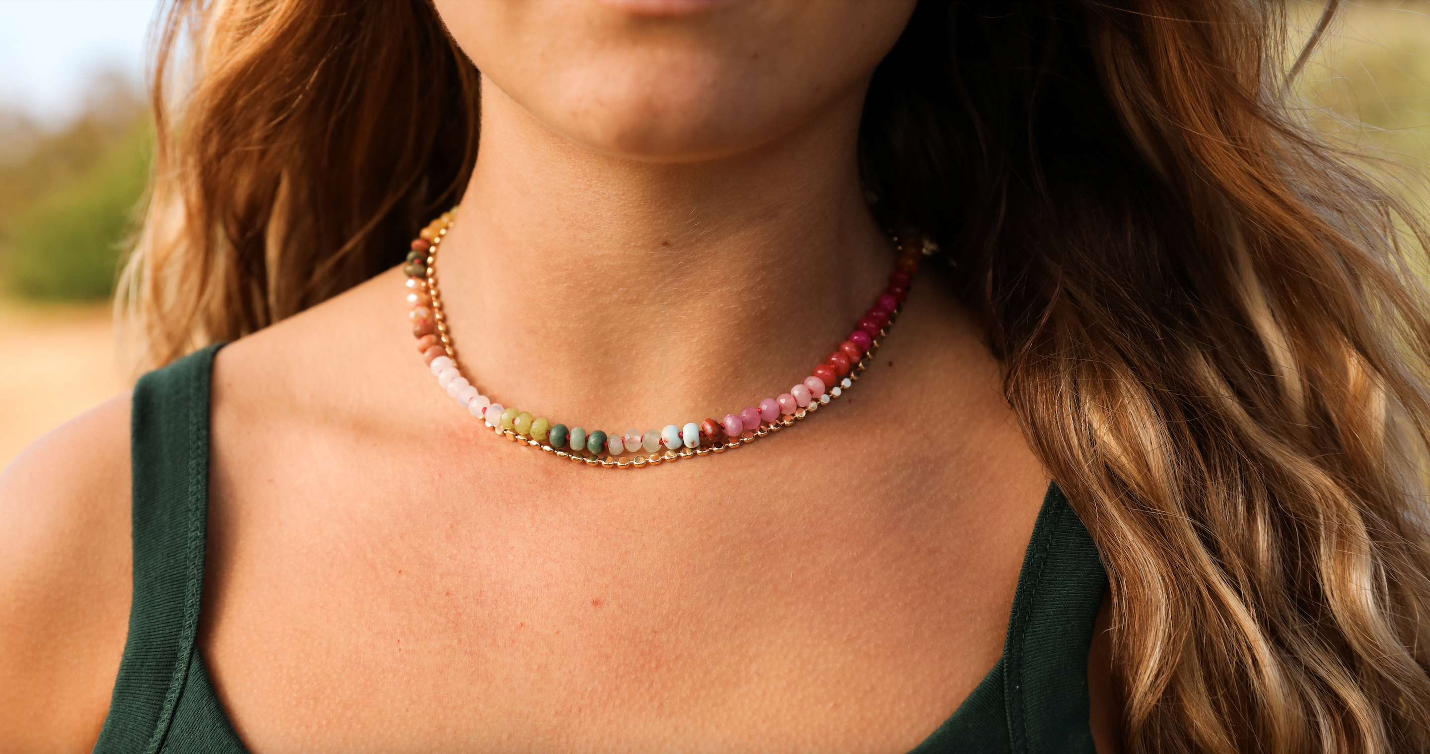 Natural Gemstone Necklace + 14k Gold Filled Toggle : Sandbar by CanyonLeaf