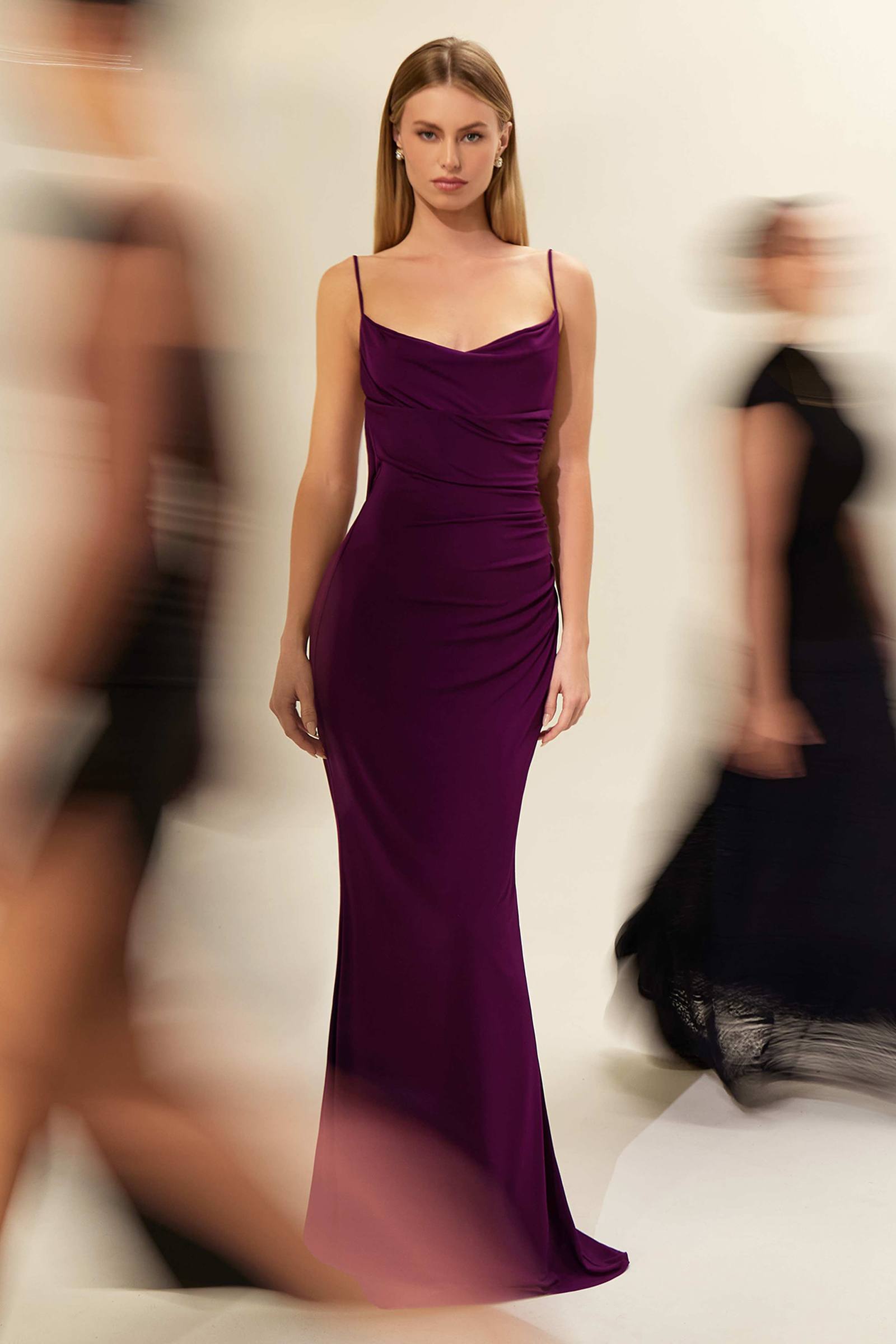 Astee T2008 Fitted Spaghetti Strap Open Back with Lace Detail Gown by DiscountDressShop