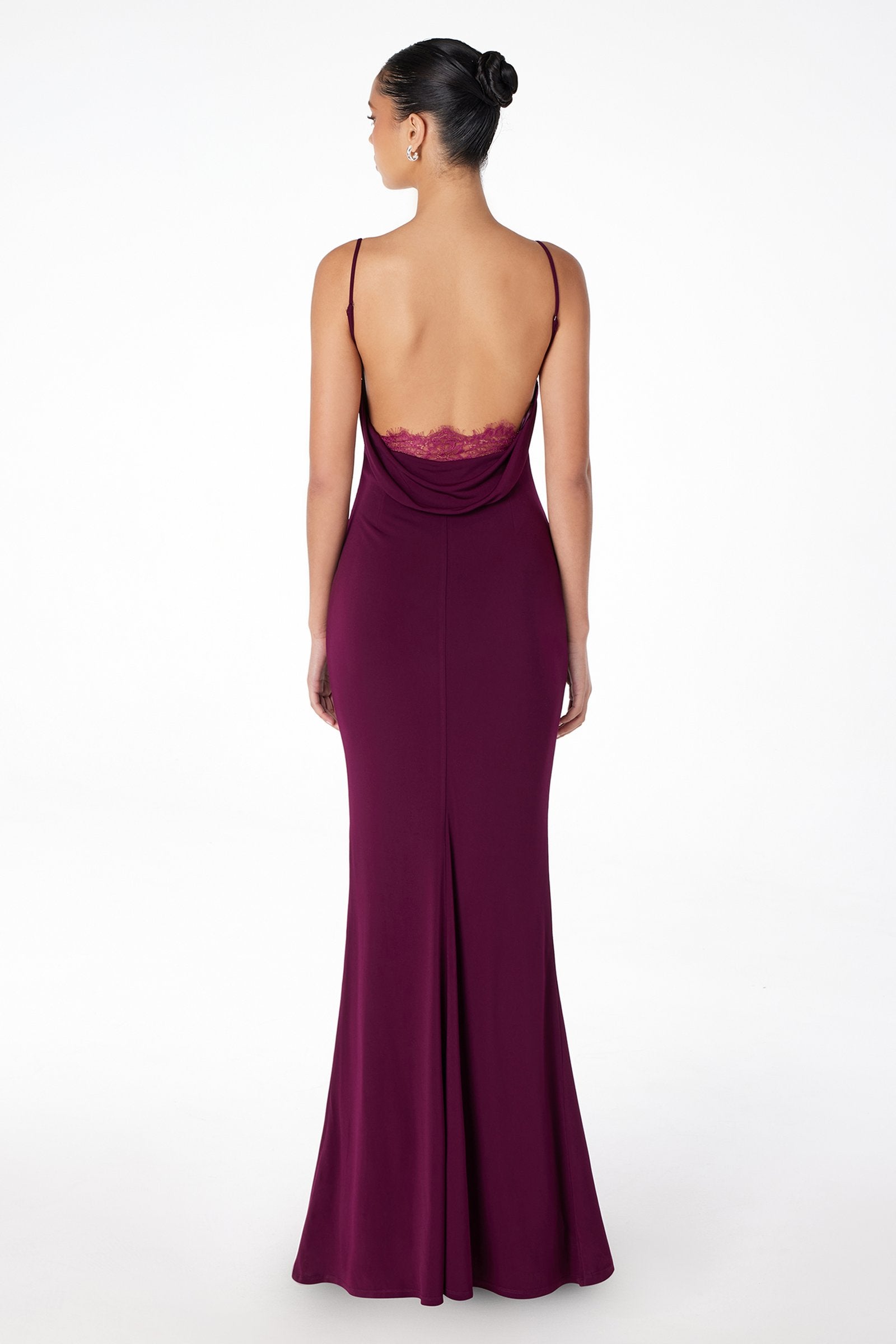 Astee T2008 Fitted Spaghetti Strap Open Back with Lace Detail Gown by DiscountDressShop