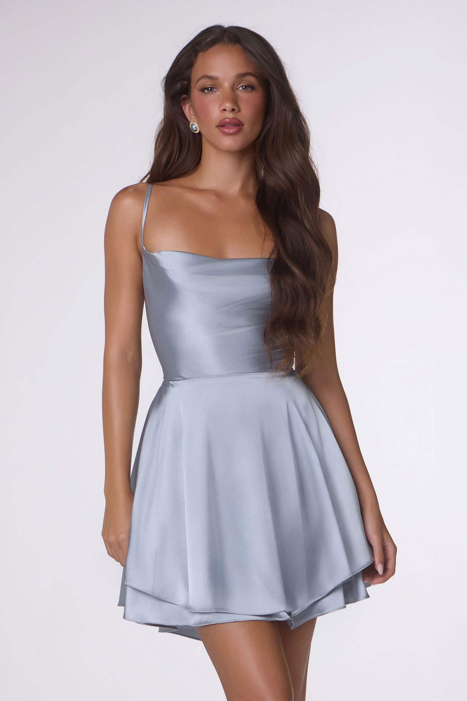 Amoris T616 Fit and Flare Satin Mini Party Dress by DiscountDressShop