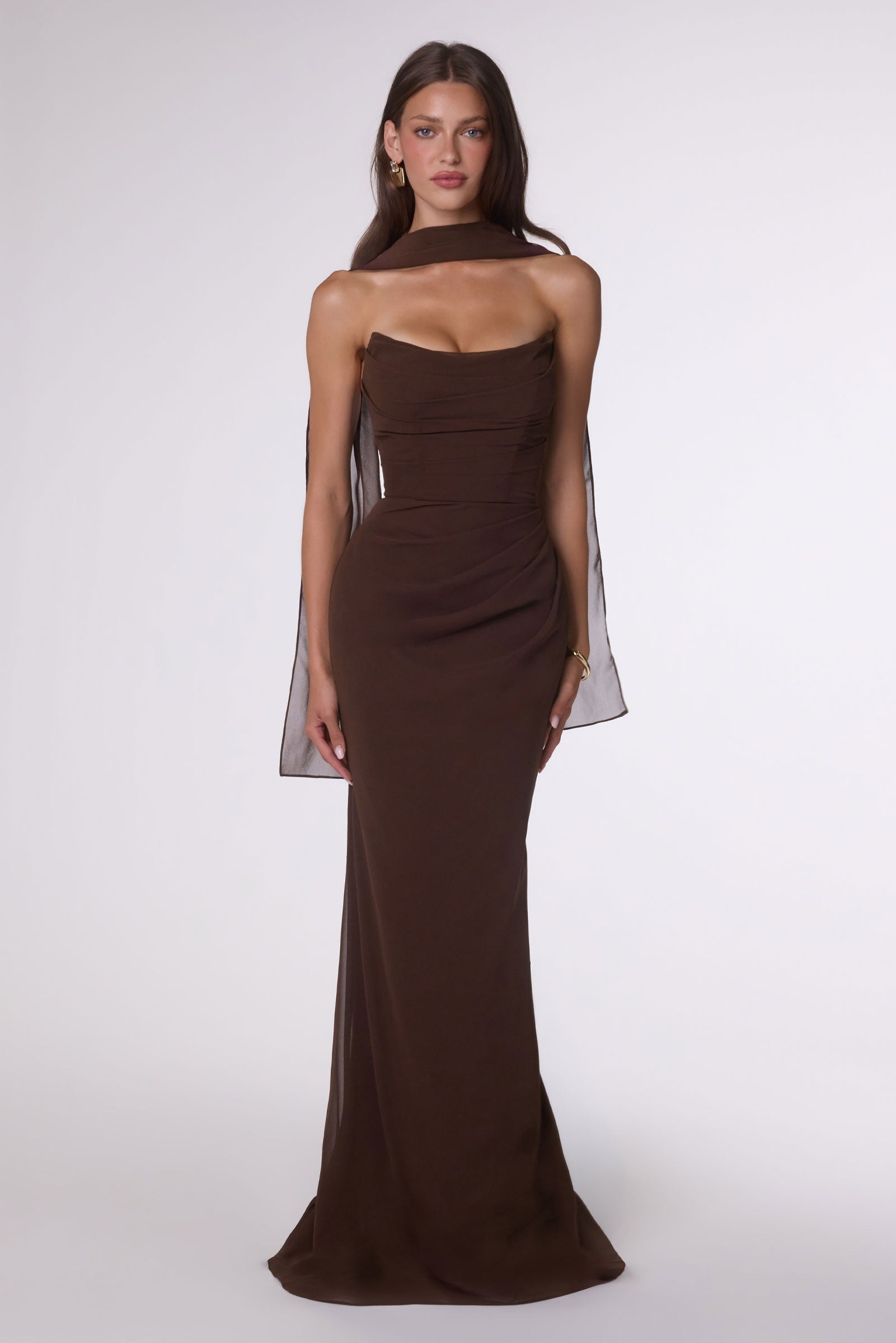 Ladivine Amoris T702 Strapless Scoop Neckline Fitted Chiffon Dress by DiscountDressShop
