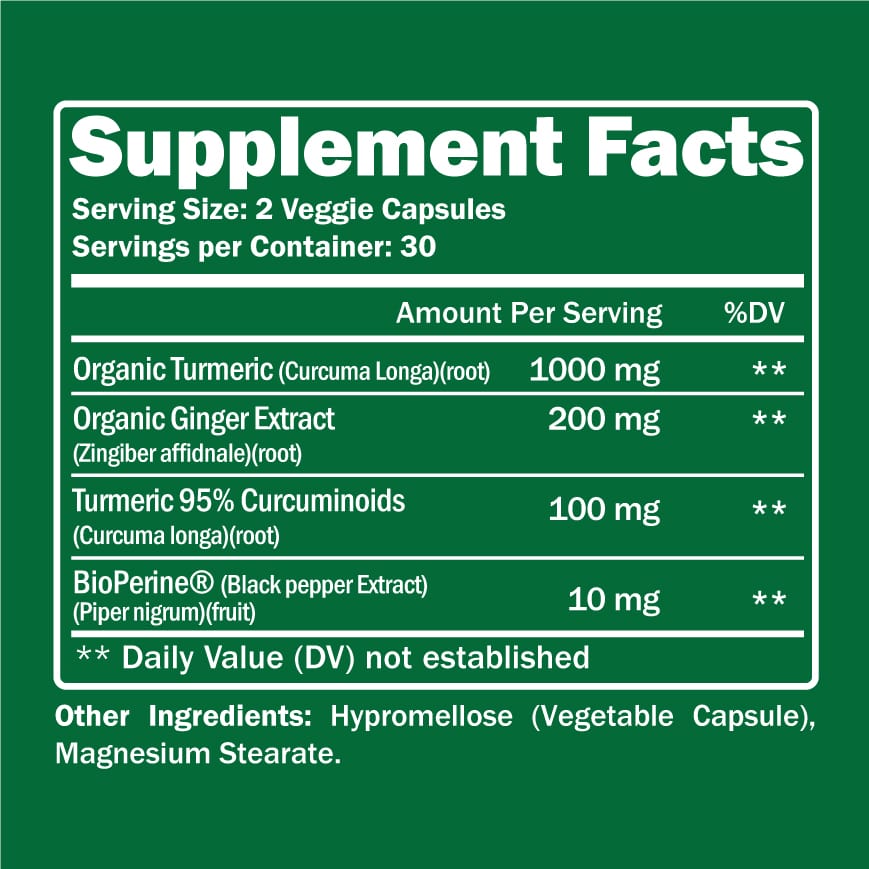 Organic Turmeric + Ginger 60 Capsules by Healthspan Holistic