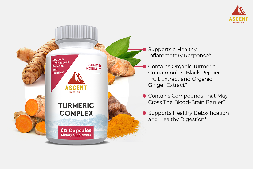 Organic Turmeric Complex, 60 Capsules, 500 mg by Ascent Nutrition