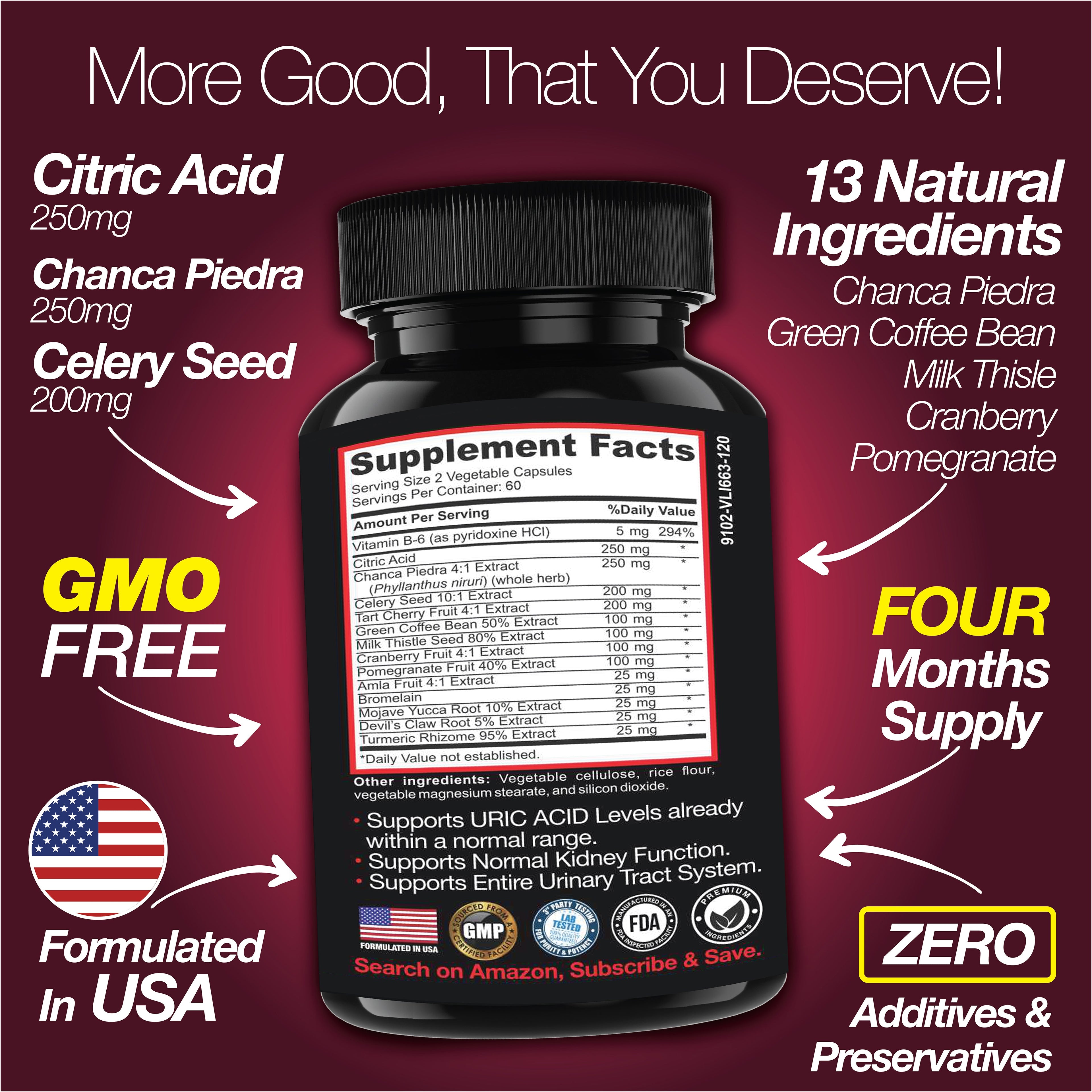 Uric Acid Support -120 Capsules - Supports Kidney Cleanse Detox & Repair, Gallbladder & Urinary Tract Issues by Saint Mingiano - Supplements & Wellness Dedicated to Holistic Health