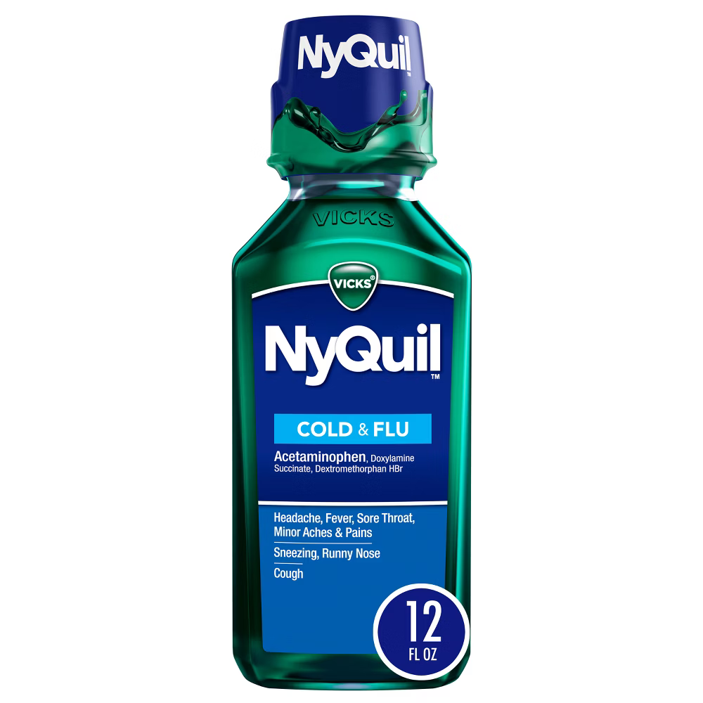 Vicks NyQuil Cold & Flu Nighttime Relief Liquid (12 oz) by Farmacias Savia