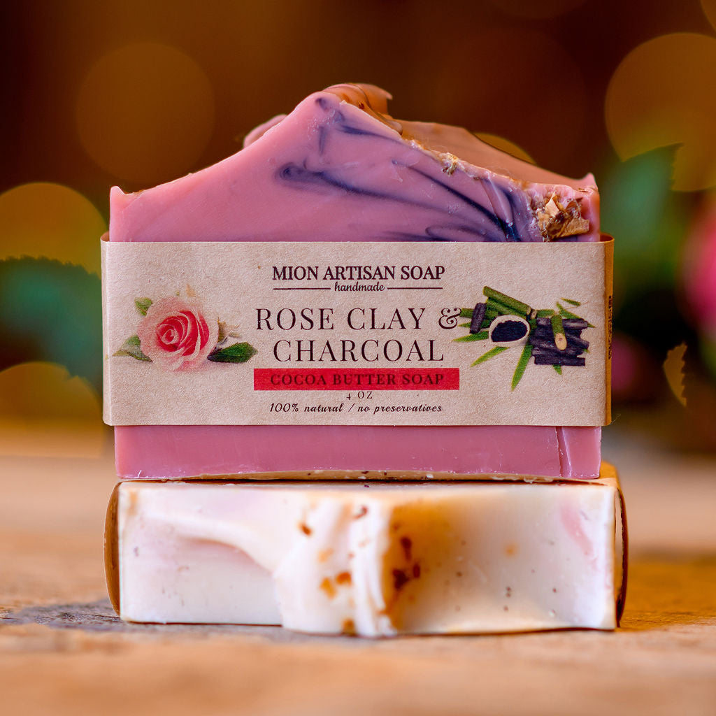 Rose Clay & Activated Charcoal | Cocoa Butter Soap by MION Artisan Soap Co.