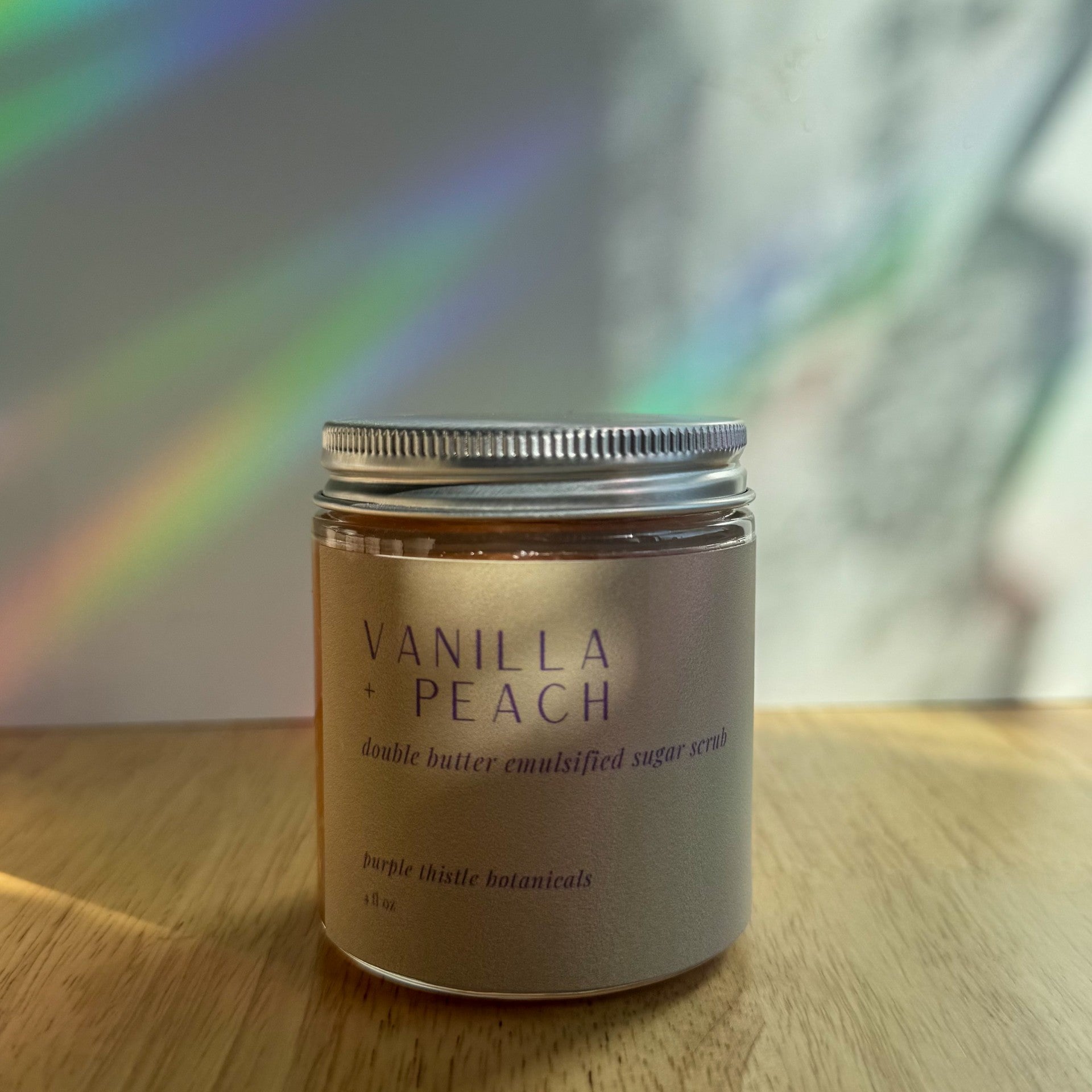 Vanilla + Peach Double Butter Emulsified Sugar Scrub by Purple Thistle Botanicals