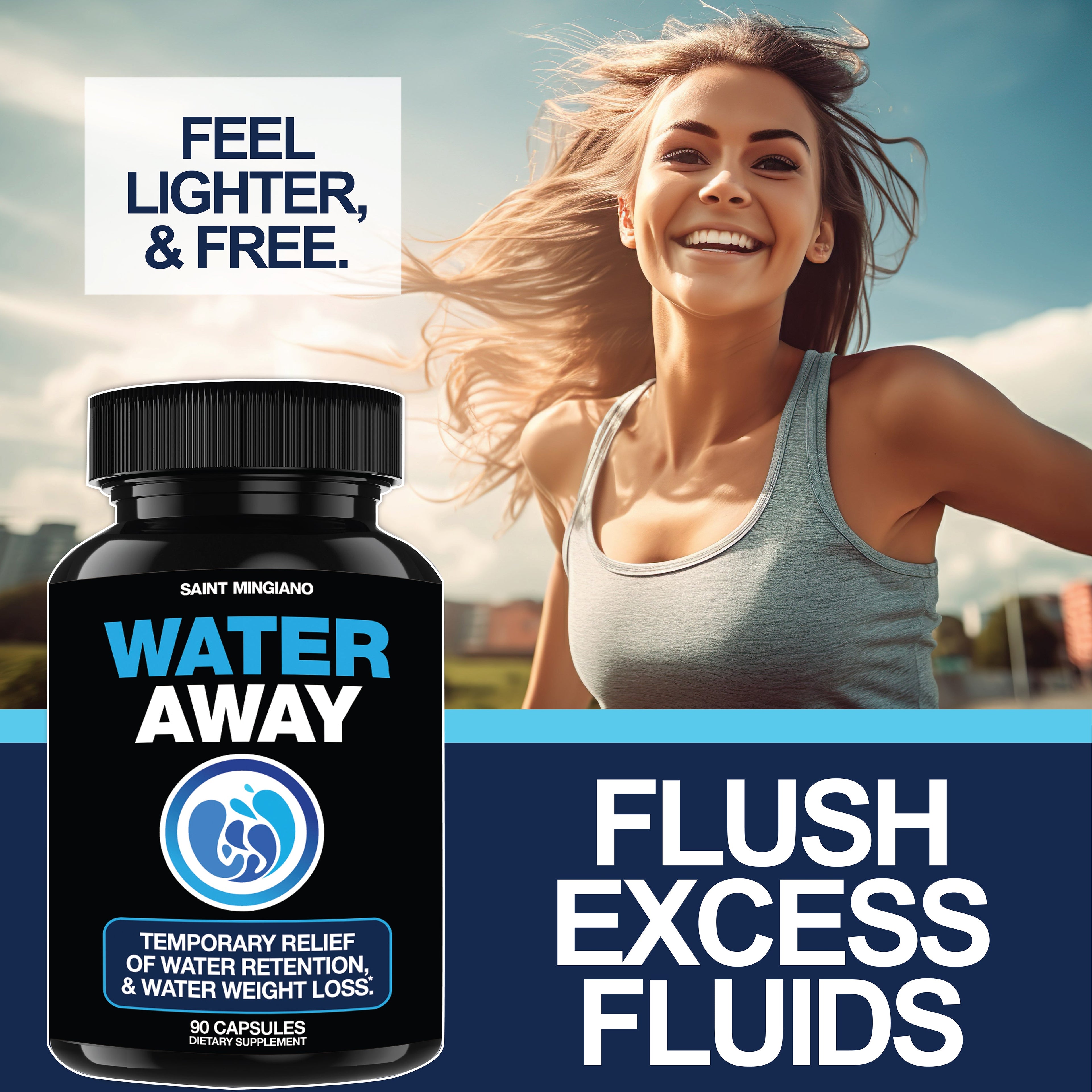 Water Away - Water Retention and Flushing, Aids in Water Relief & Water Loss by Saint Mingiano - Supplements & Wellness Dedicated to Holistic Health