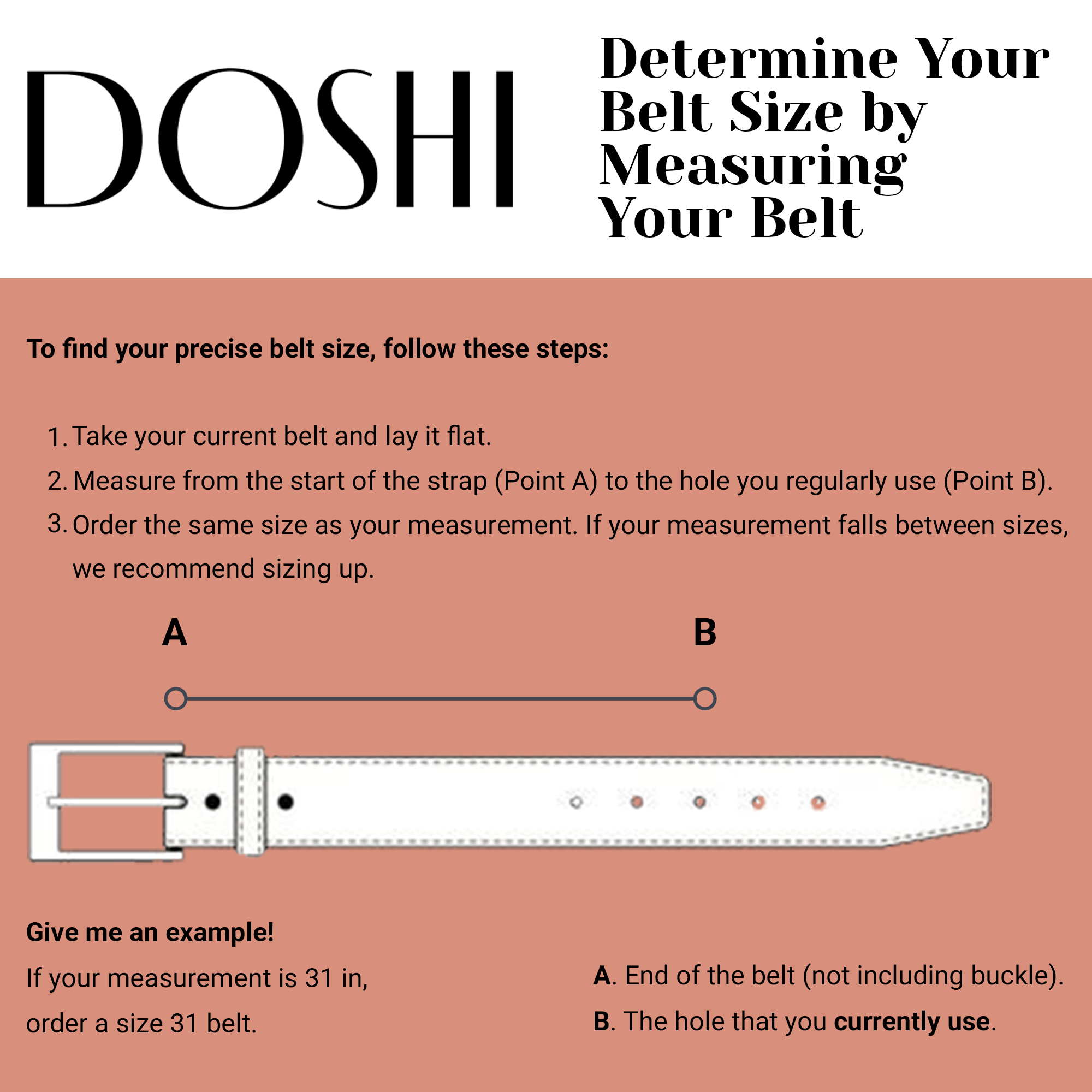 Skinny Belt - Rose Gold Buckle by Doshi FCSA