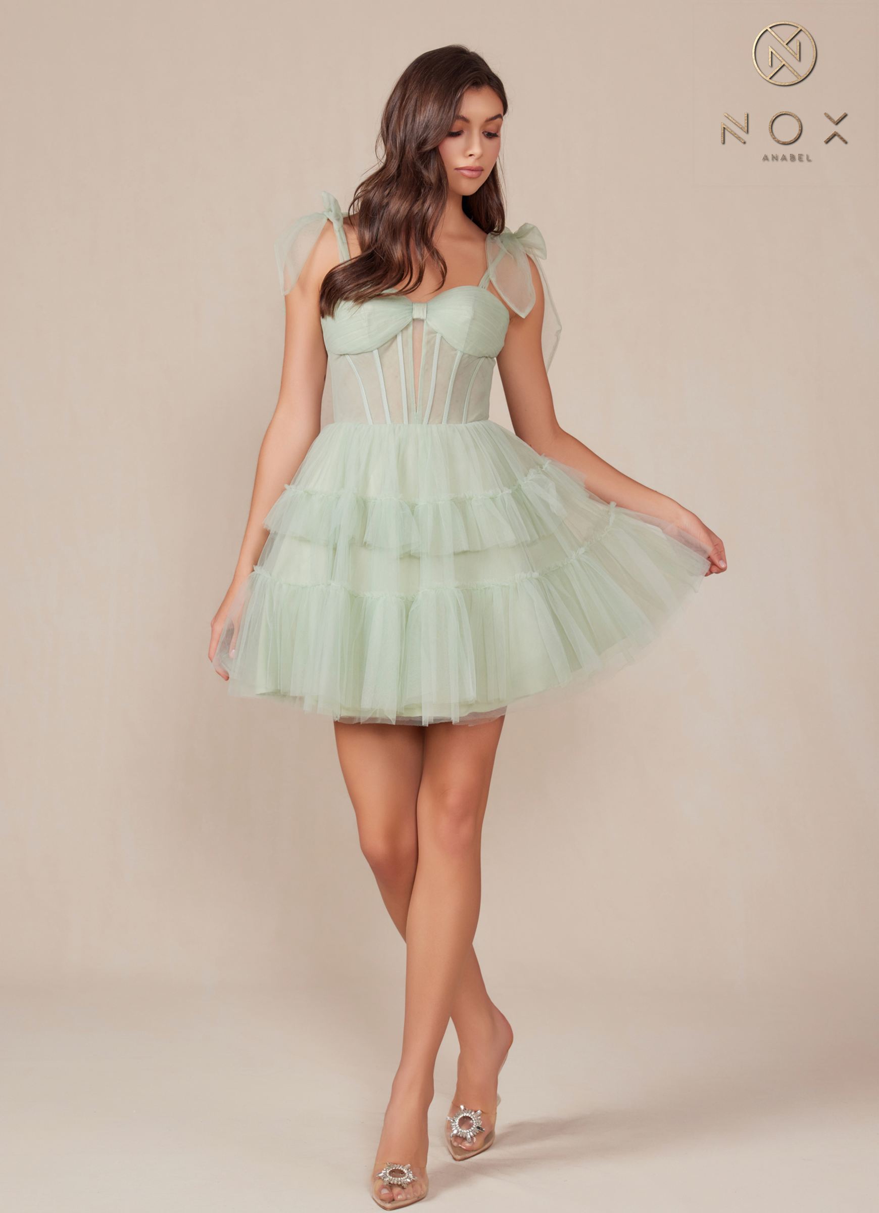 Nox Anabel Y858 Dress Short A-Line Ruffled Tiered Tulle Skirt by DiscountDressShop