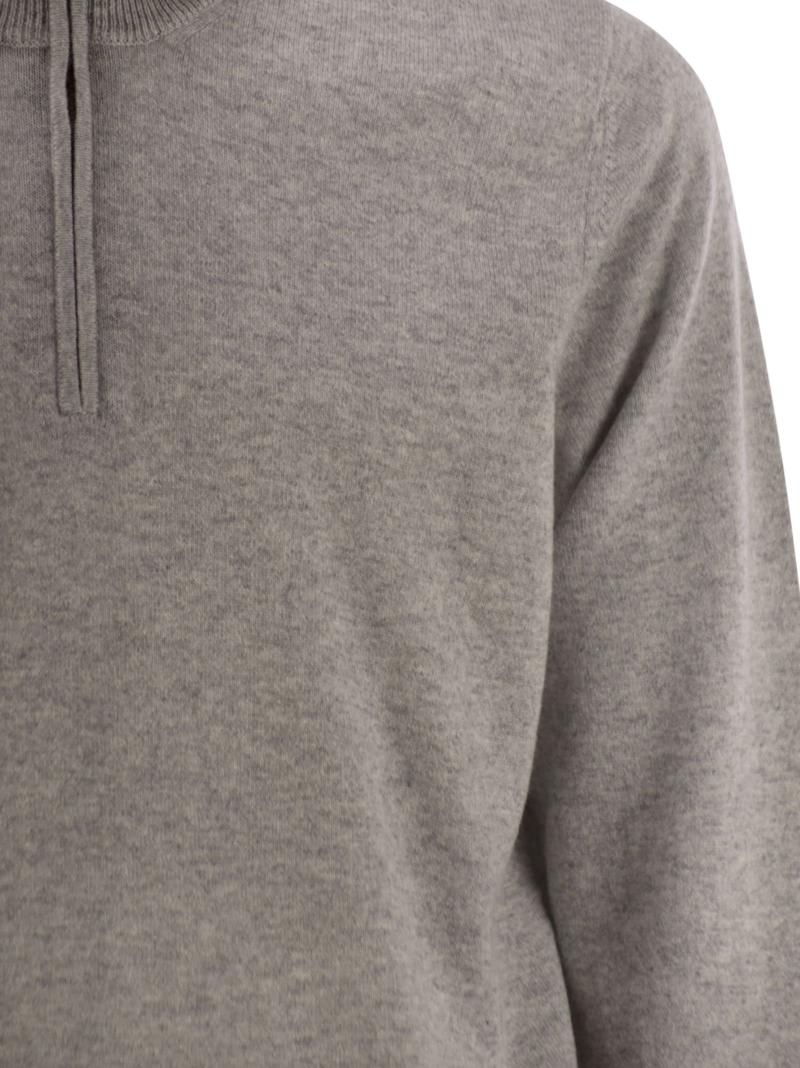 Brunello Cucinelli Men High-Necked Cashmere Sweater With Zip Opening by Luosophy