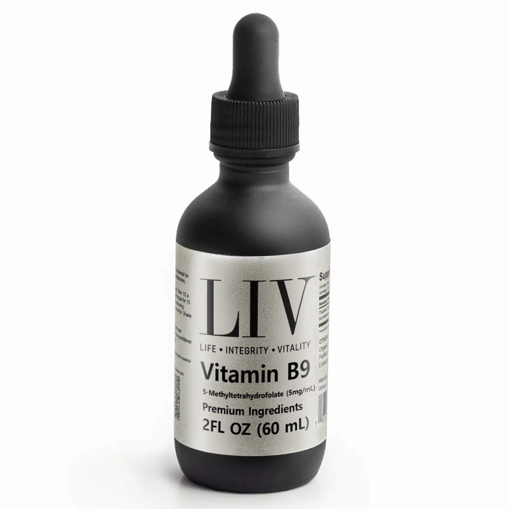 Vitamin B9 Folic Acid Liquid (5-MTHF 5,000mcg, 60 servings) by LIV
