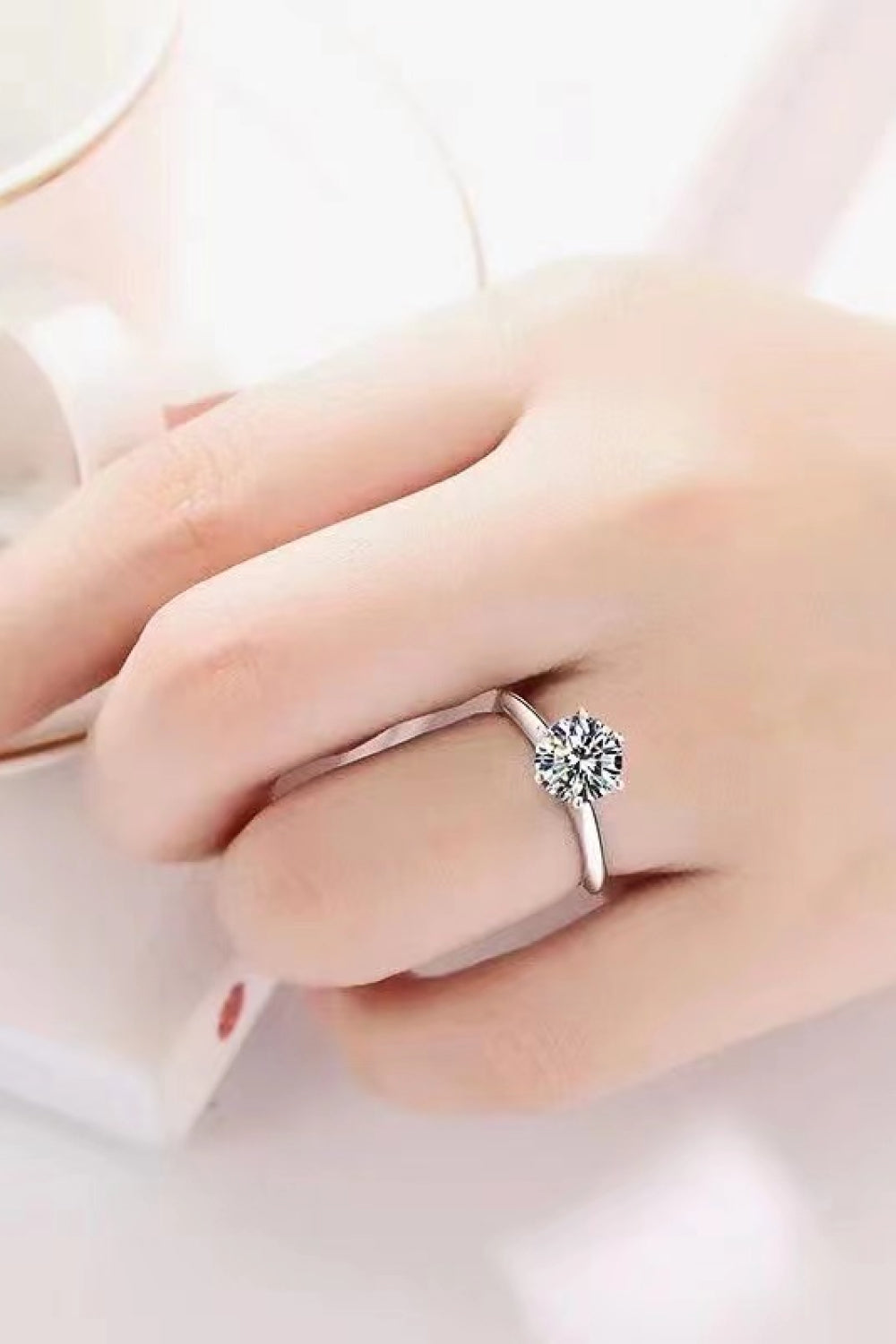 Adored Platinum Over Pure Sterling Silver 3 Carat Brilliant Round Cut Sparkala™ 6-Prong Solitaire Ring by Sparkala