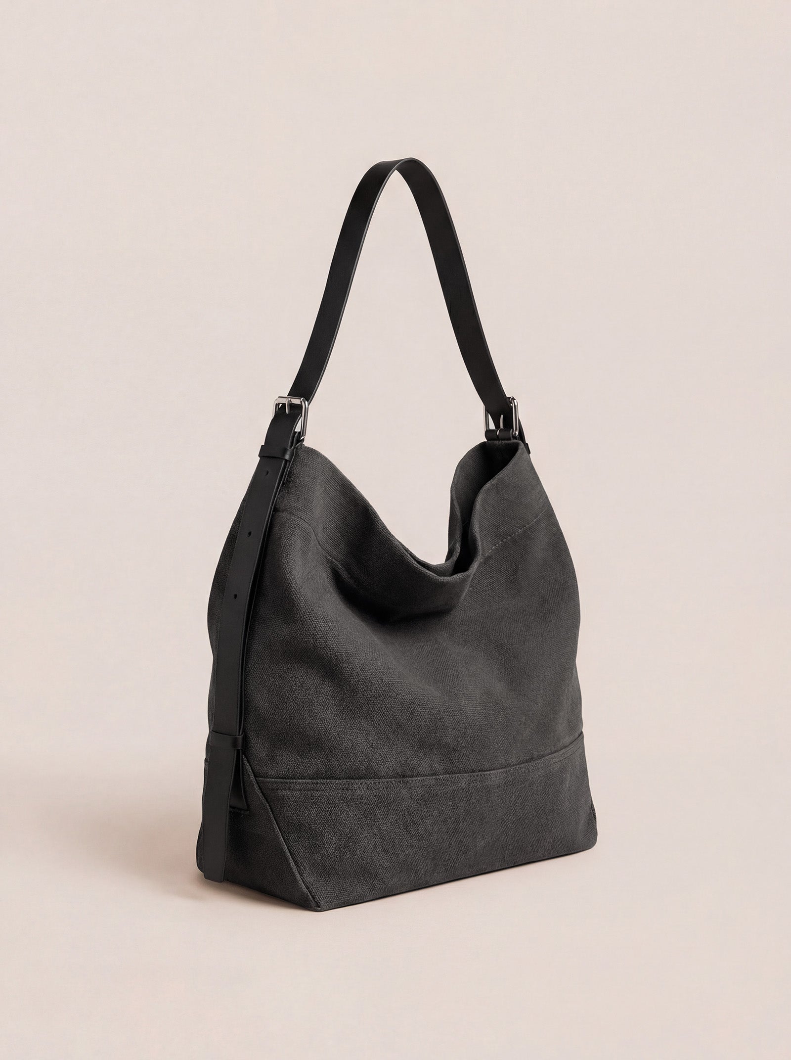Large Canvas Tote Shoulder Bag Slouchy Relaxed Fit Hobo Bag by LINTICO