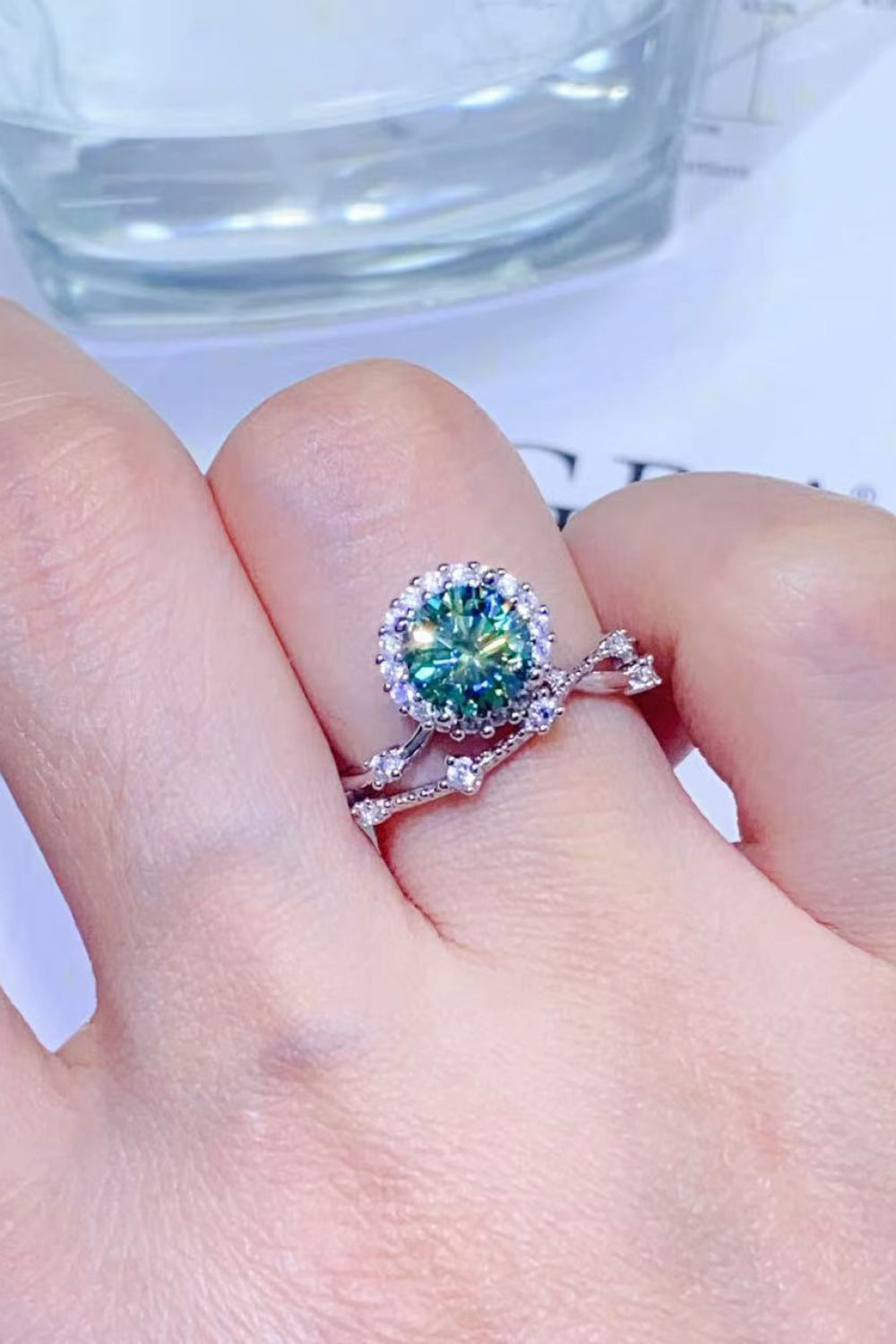 1 Carat Green Sparkala™ Platinum-Plated Ring by Sparkala