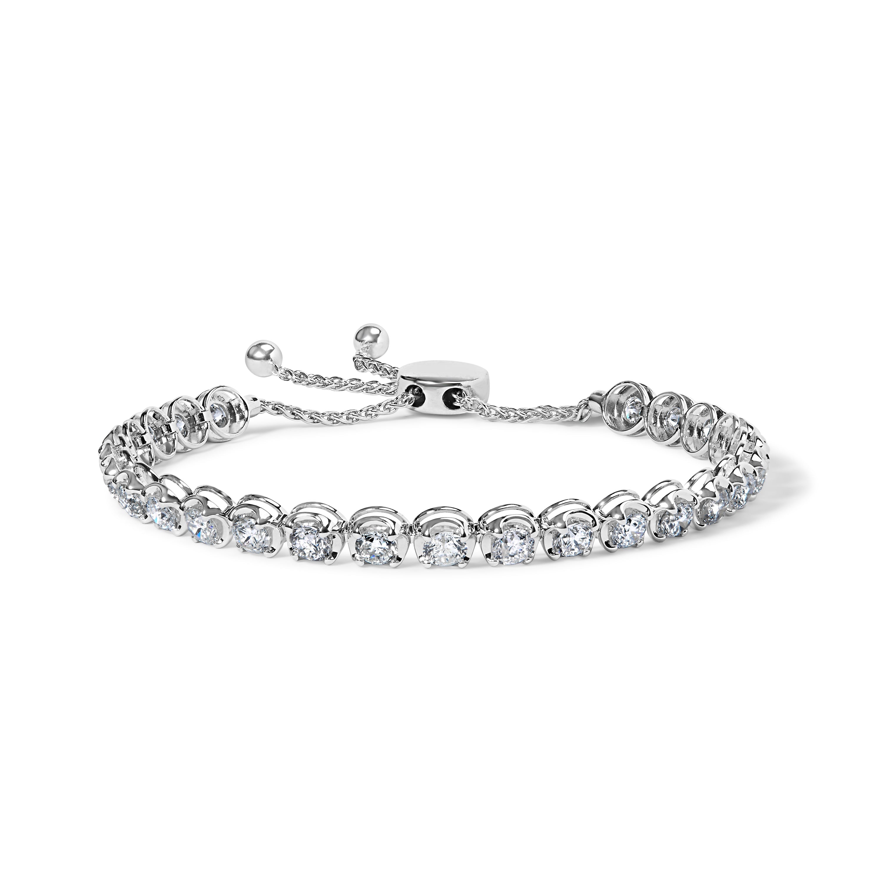 14K White Gold 6.00 Cttw Diamond 4â€-10†Adjustable Bolo Tennis Bracelet (I-J Color, I1-I2 Clarity)