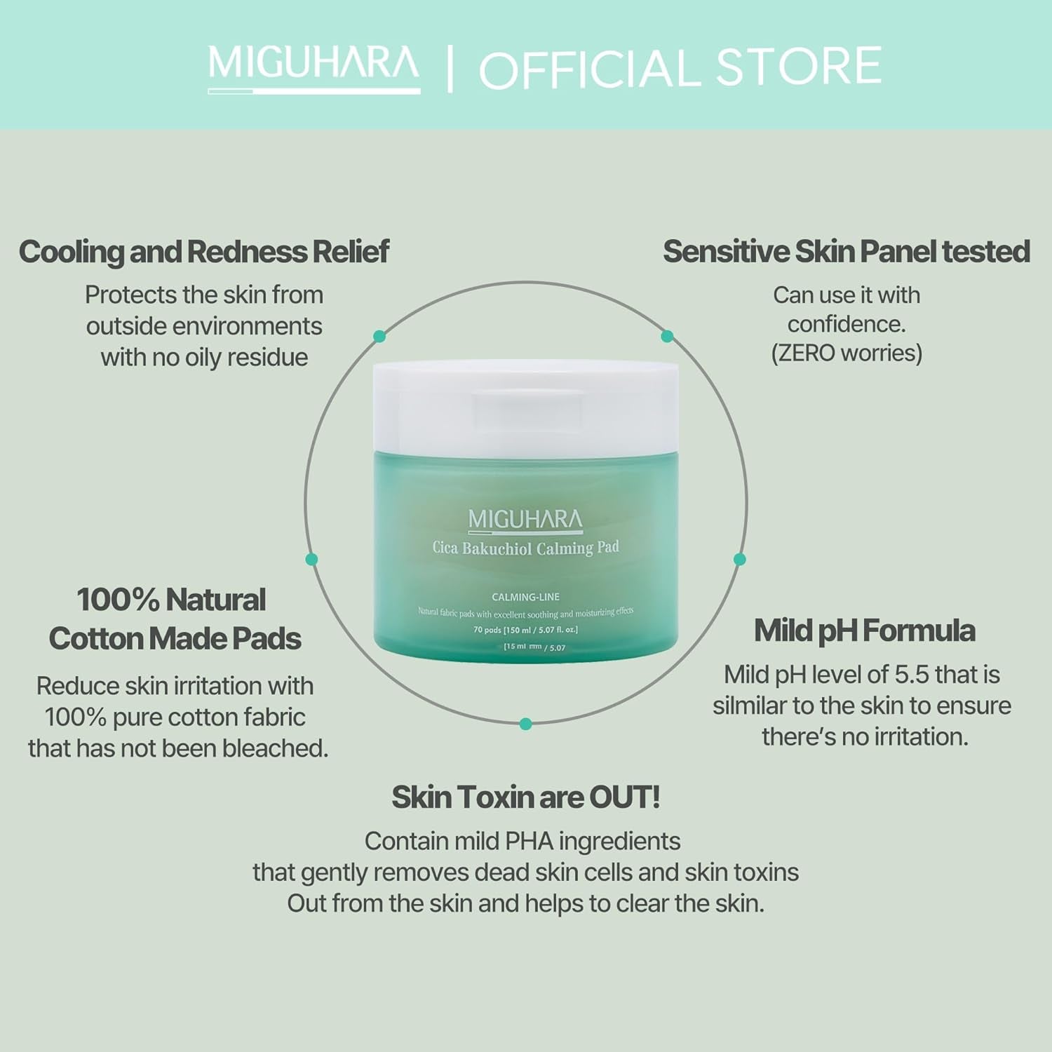 Cica Bakuchiol Calming Pad | Korean Skincare Toner Pad (150Ml/5.07 Fl.Oz.) by Korean Skin Care