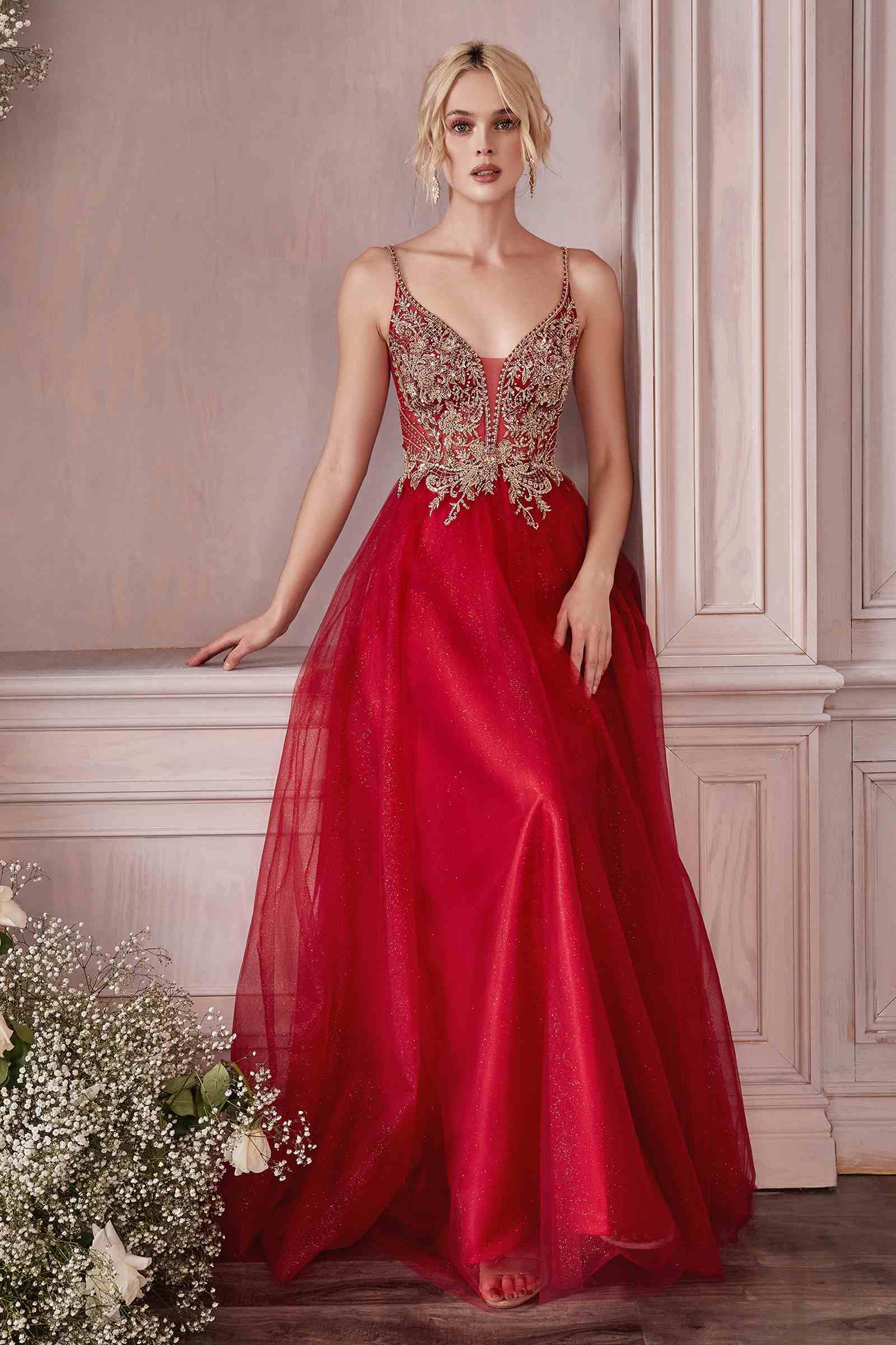 Cinderella Divine CD0195 Dress Long A-Line Layered Tulle Gown by DiscountDressShop
