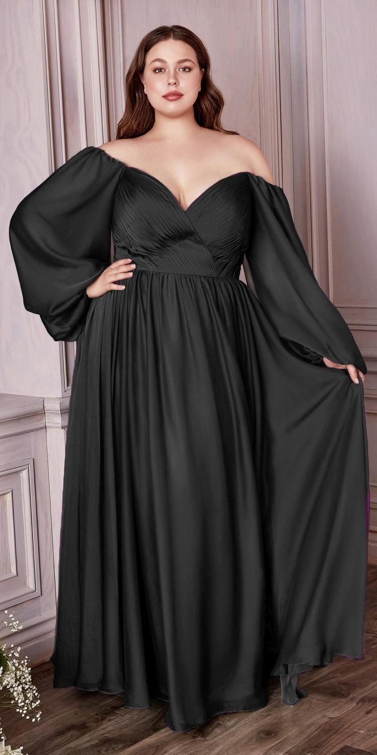 Cinderella Divine CD243C Long Sleeve A-Line Chiffon Dress by DiscountDressShop