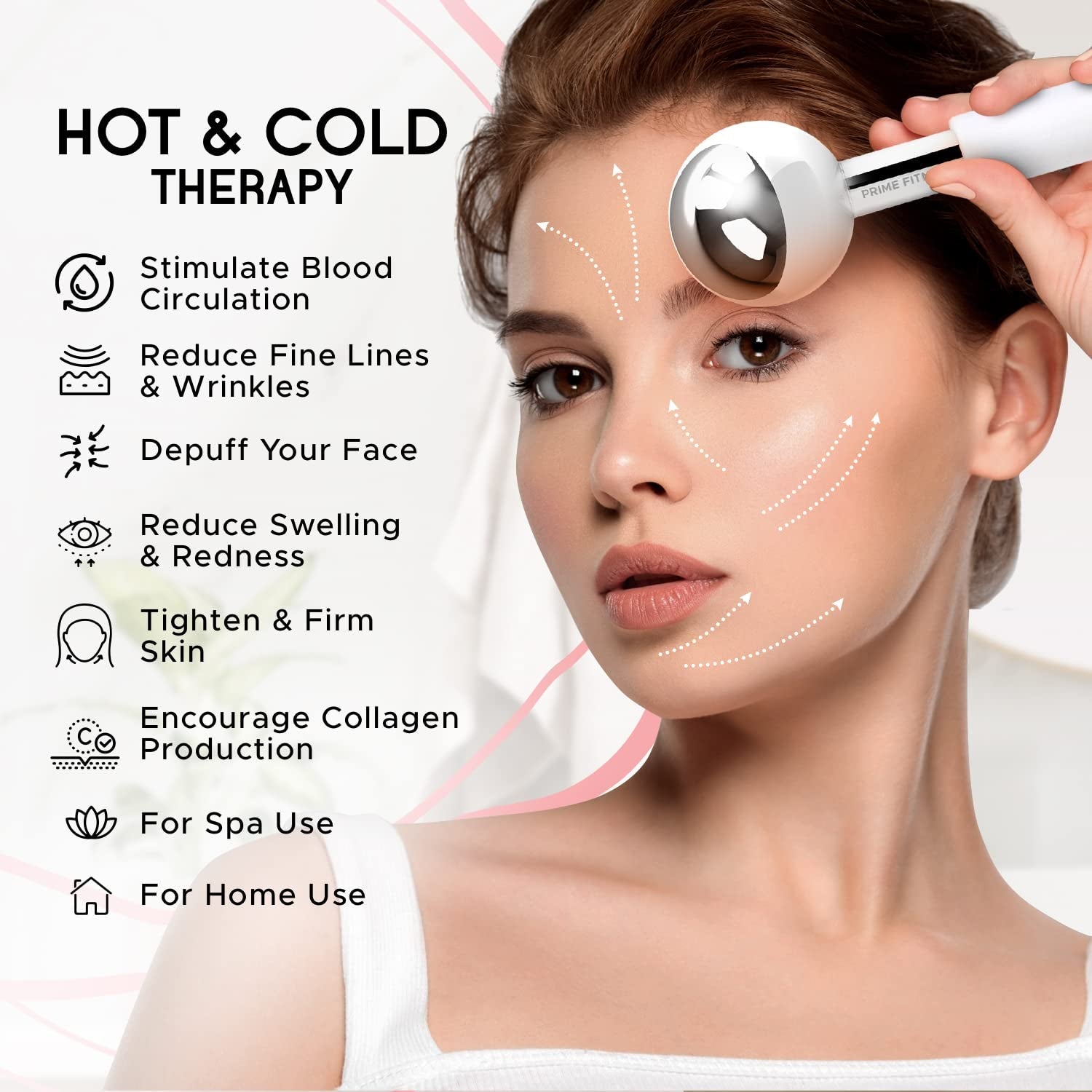 Ice Globes for Facials | Unbreakable Steel Cooling Roller | Cryo Sticks for Face | Massager for Face Neck & Eyes | Skin Care for Dark Circles, Puffiness, Wrinkles, Collagen Production (White) by Korean Skin Care