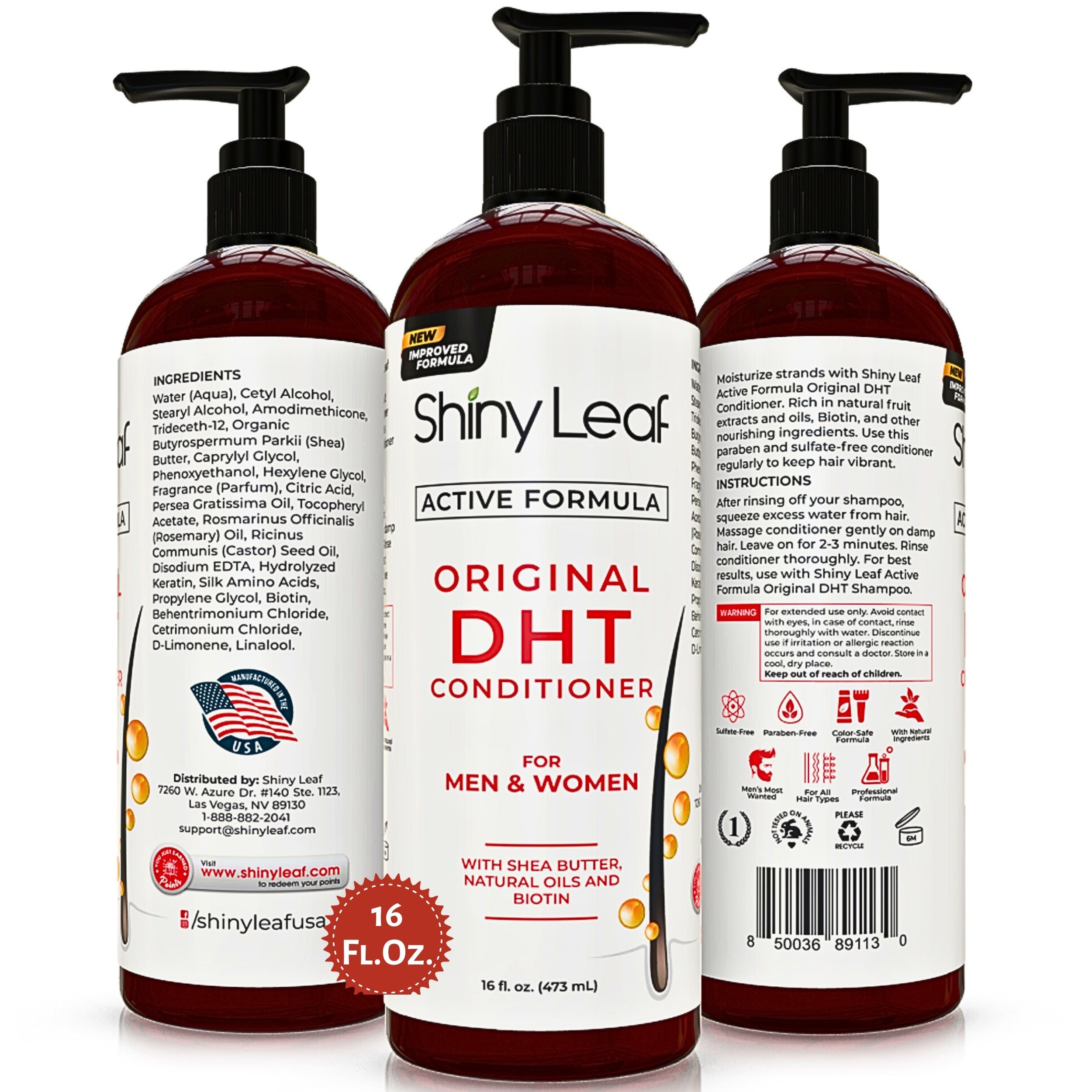 DHT Blocker Hair Loss Conditioner with Castor Oil & Biotin — 16 oz by Shiny Leaf