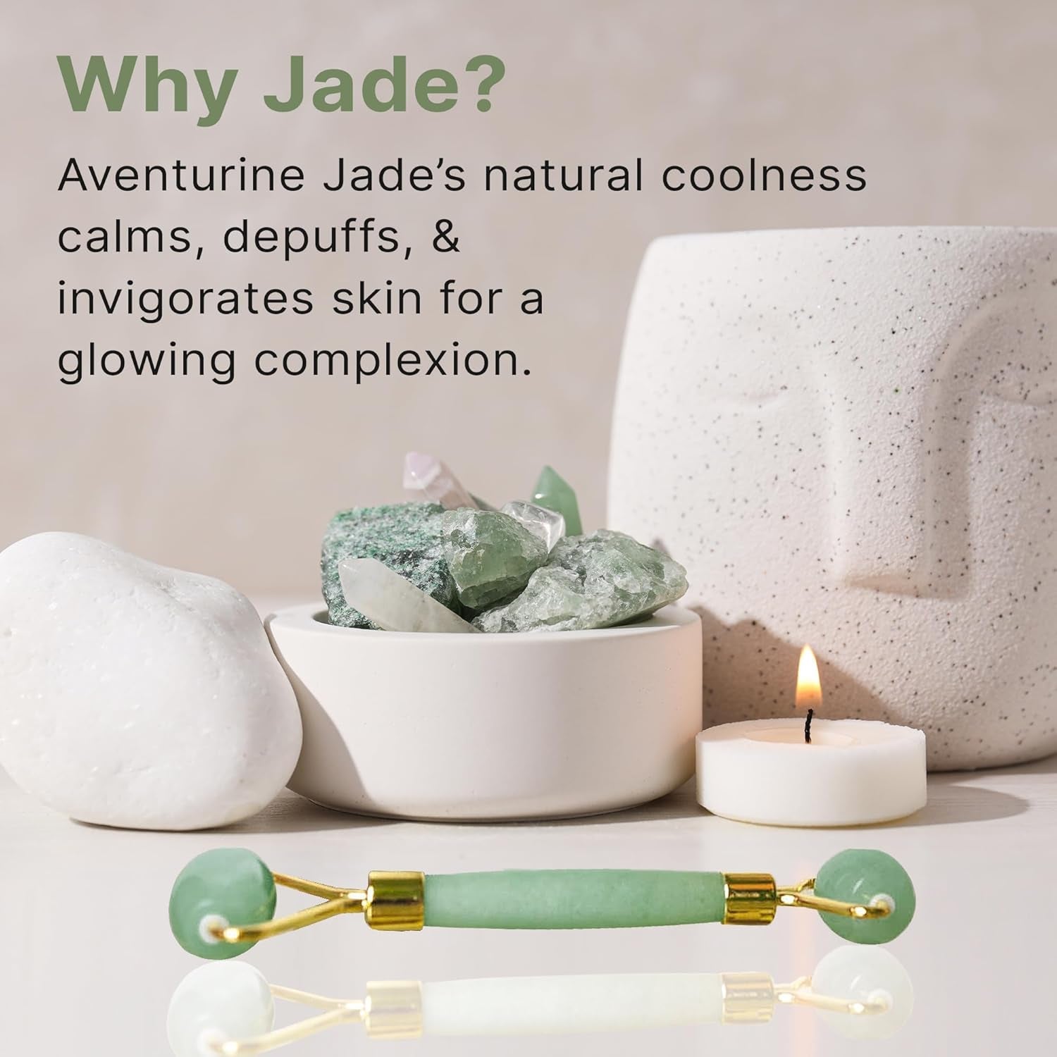 Jade Roller for Face - Smoothes Fine Lines & Wrinkles, Face Massager Skin Care Tools with Small Eye Roller for Puffy Eyes, De-Puffing & Firming Facial Tool, Self Care Gifts for Women by Korean Skin Care