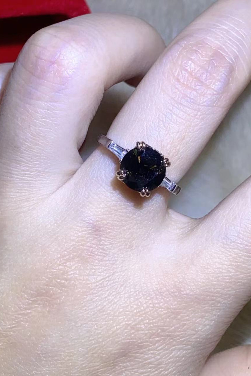 2 Carat Black Black Brilliant Round Cut Sparkala™ Platinum-Plated Ring by Sparkala