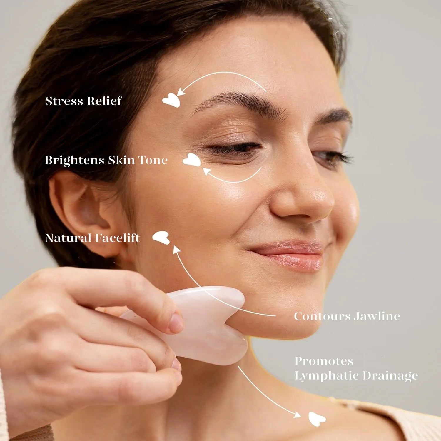 Jade Roller & Gua Sha, Natural Jade Face Roller Gua Sha Facial Tools Skin Care Massager, Pink by Korean Skin Care