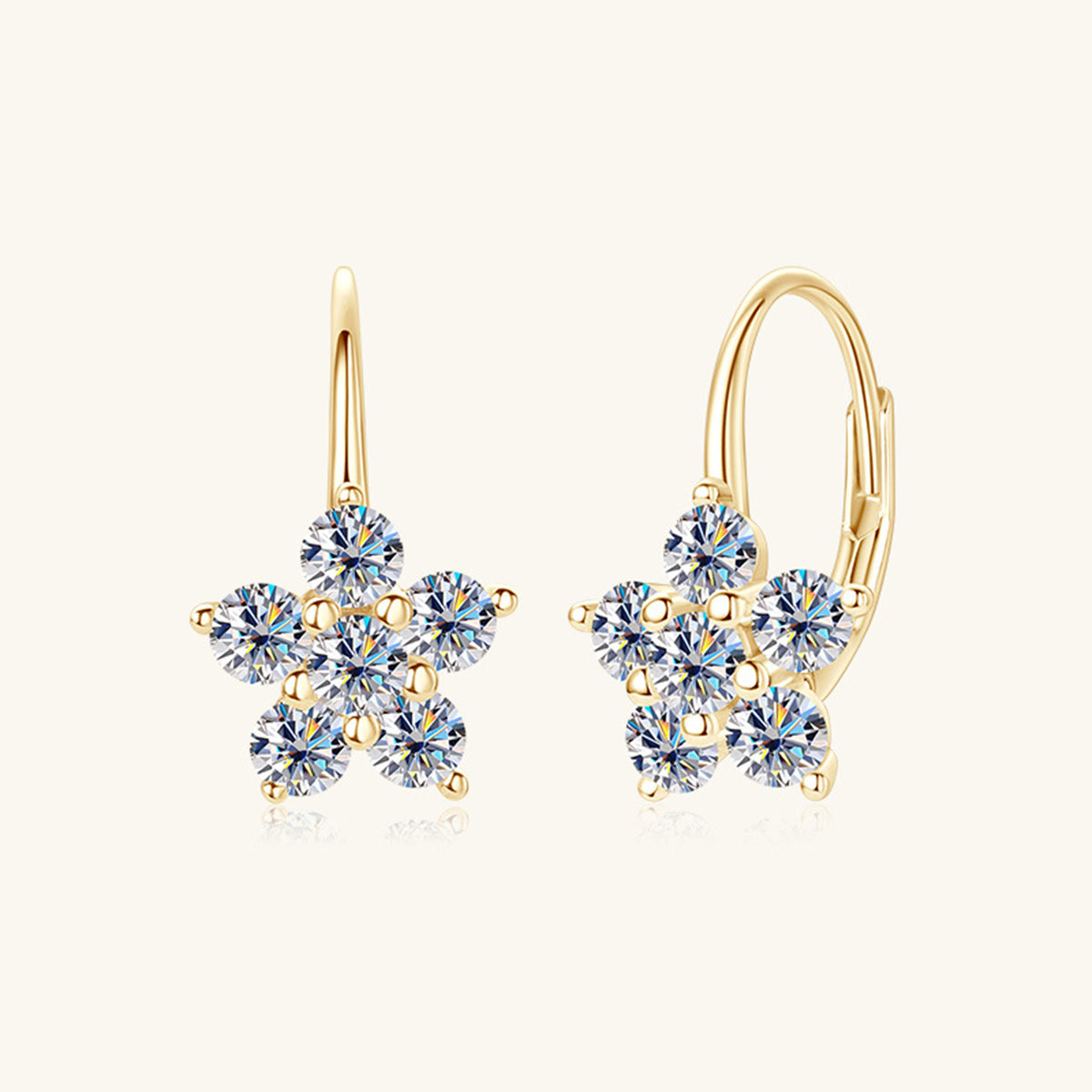 1.2 Carat Pure Sterling Silver Sparkala™ Flower Huggie Earrings by Sparkala