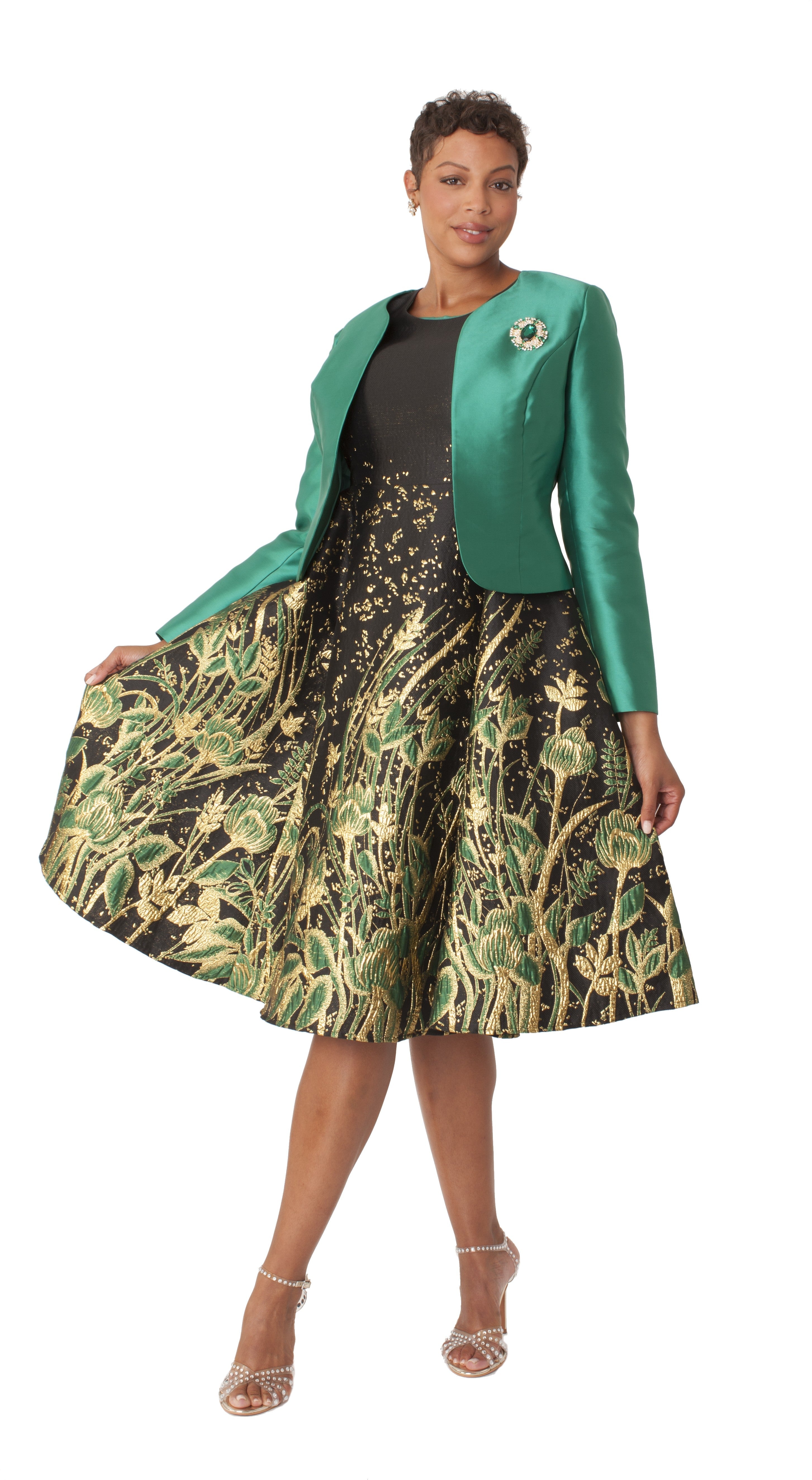 Elegant Two-Piece Brocade Dress & Jacket Set- 4853 by Tally Taylor
