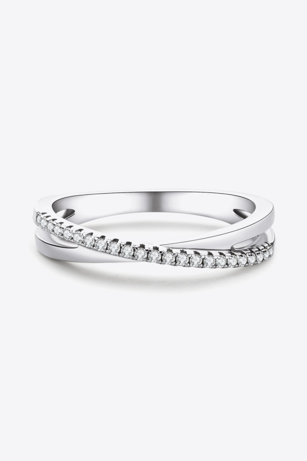 Platinum Over Pure Sterling Silver Crisscross Sparkala™ Ring by Sparkala