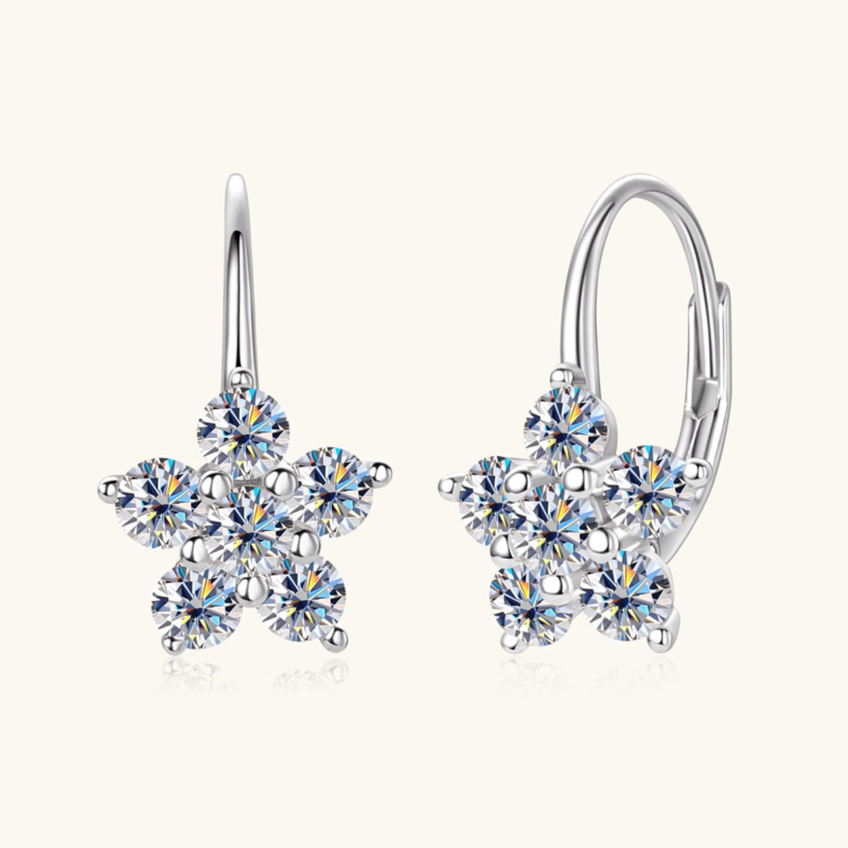 1.2 Carat Pure Sterling Silver Sparkala™ Flower Huggie Earrings by Sparkala