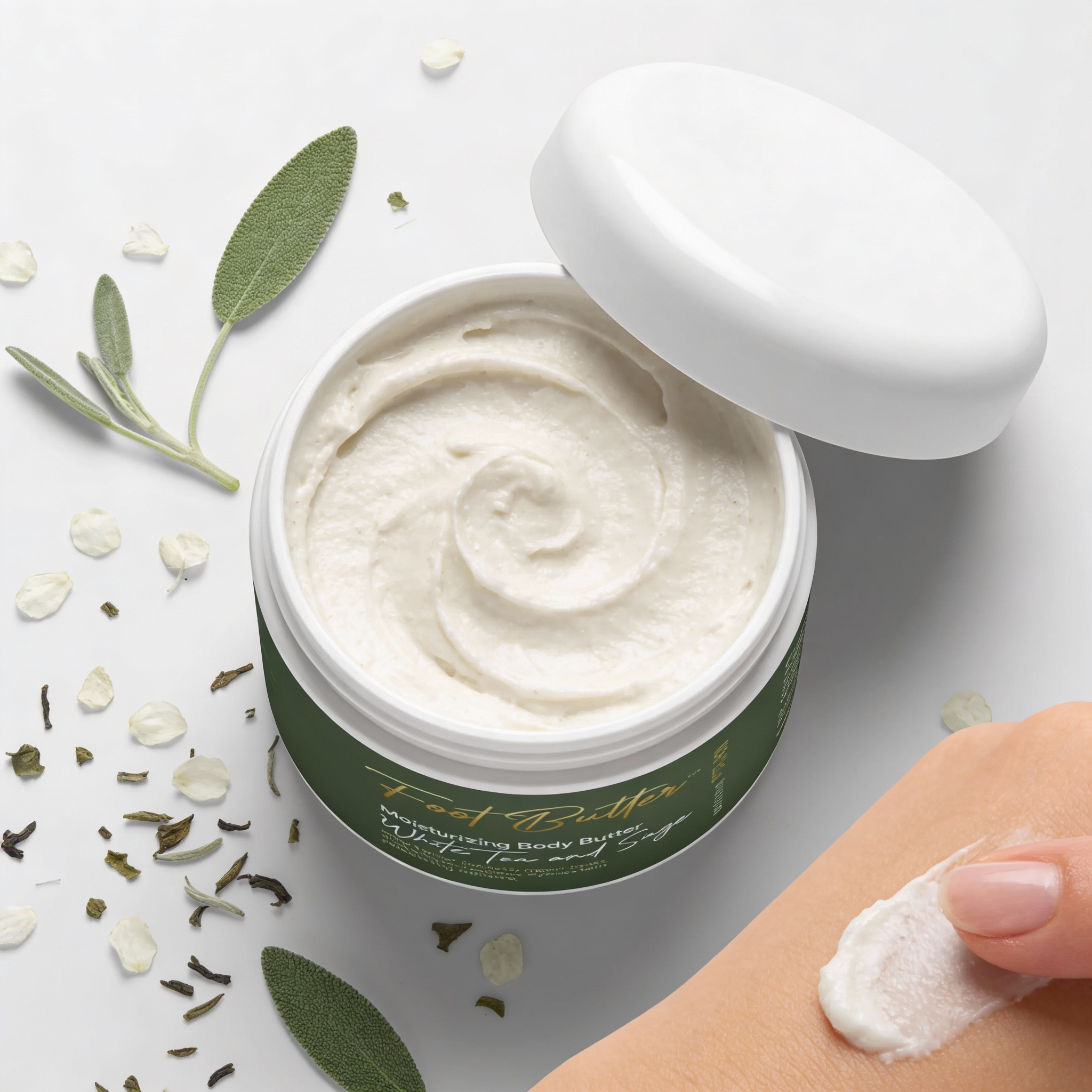 White Tea & Sage Moisturizing Body Butter – Hydrating, Nourishing, Ultra-Soft Skin Cream by Foot Butter by Dr Ron
