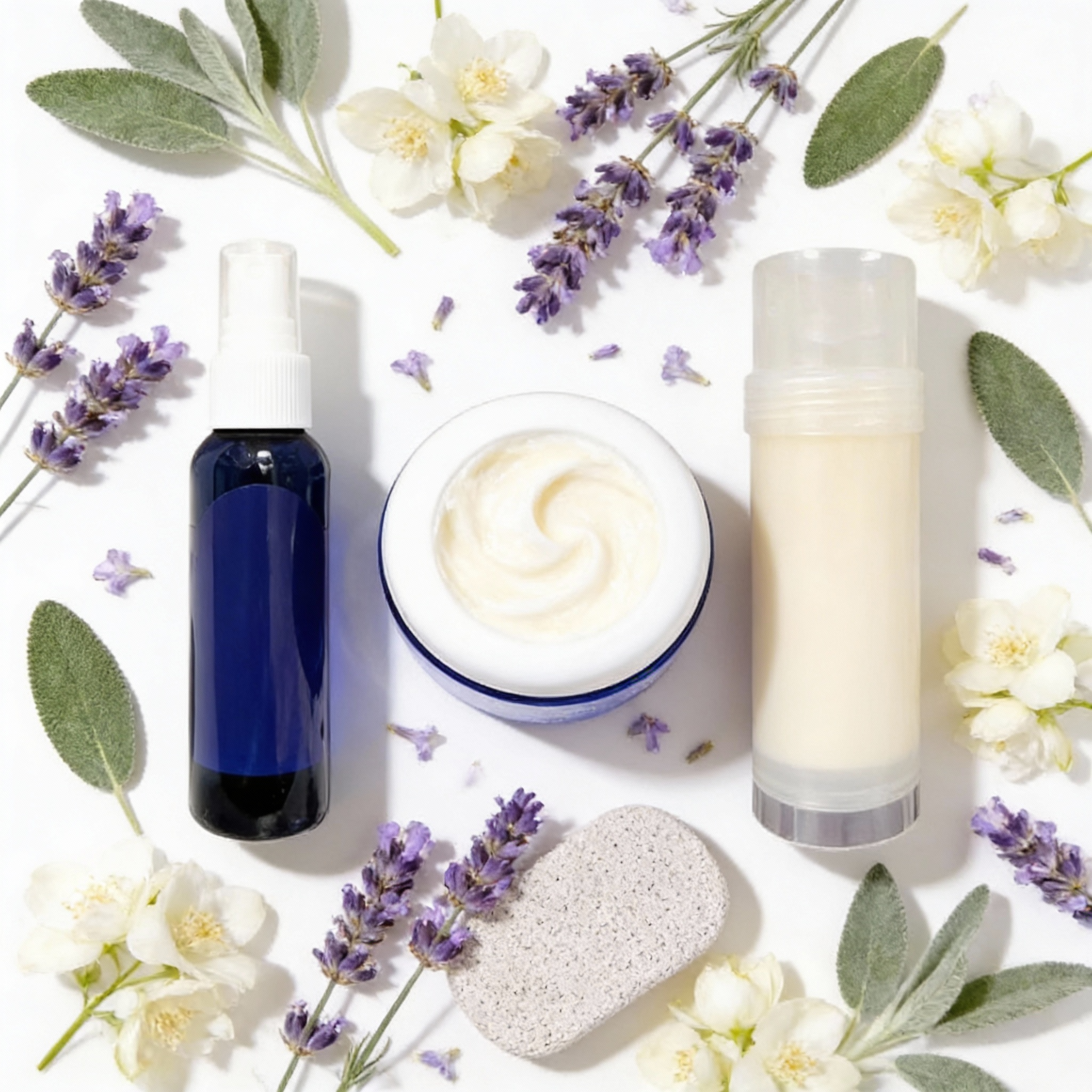 Foot Care Bundle – Lavender Jasmine Foot Butter, Cracked Heel Balm, Cooling Spray & Pumice Scrubber by Foot Butter by Dr Ron