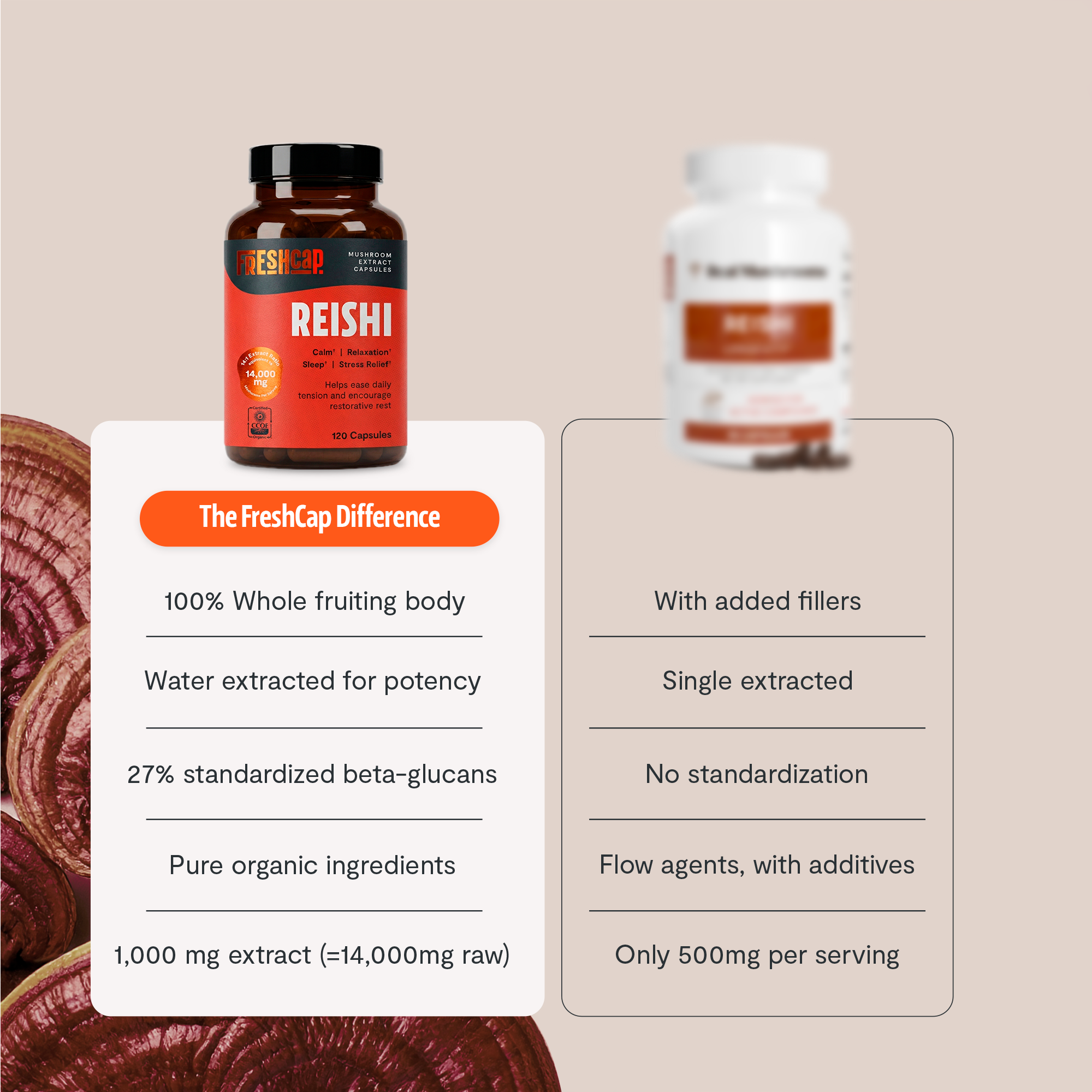 Organic Reishi Mushroom Capsules by FreshCap Mushrooms