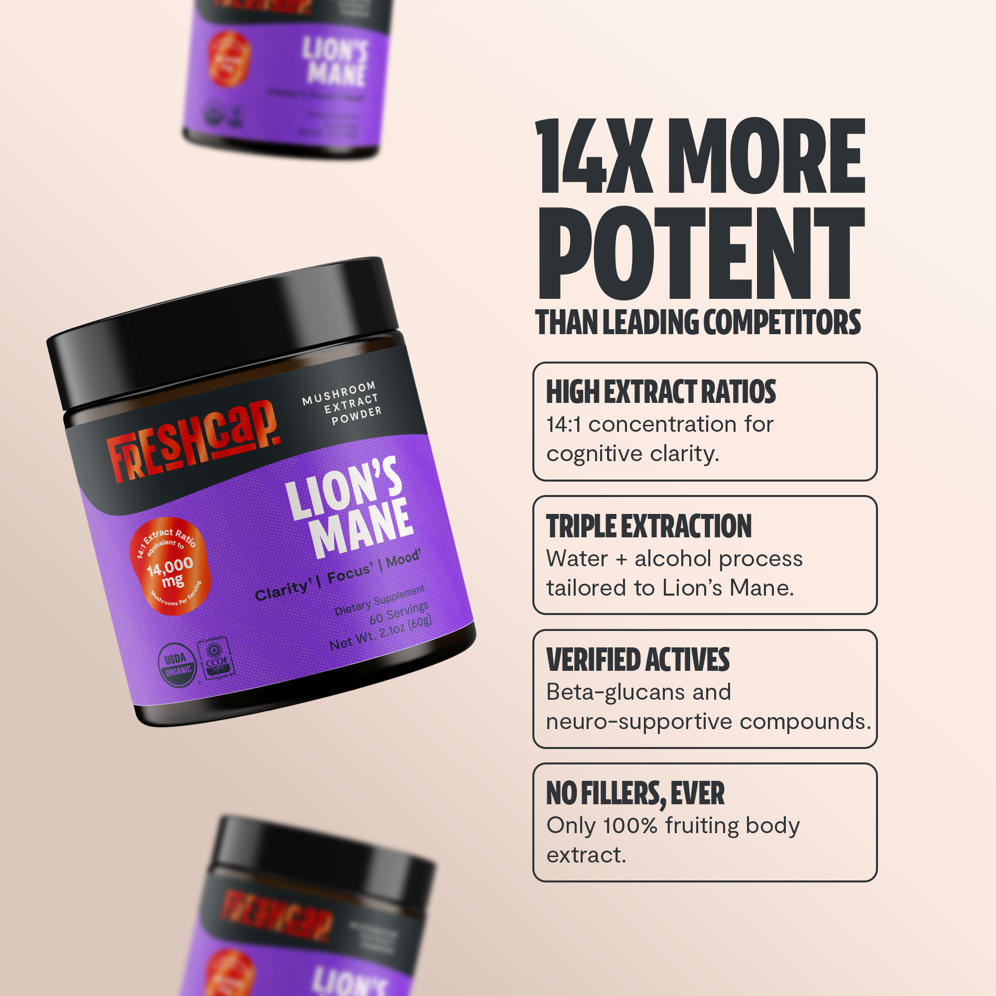 Organic Lion’s Mane Mushroom Powder by FreshCap Mushrooms