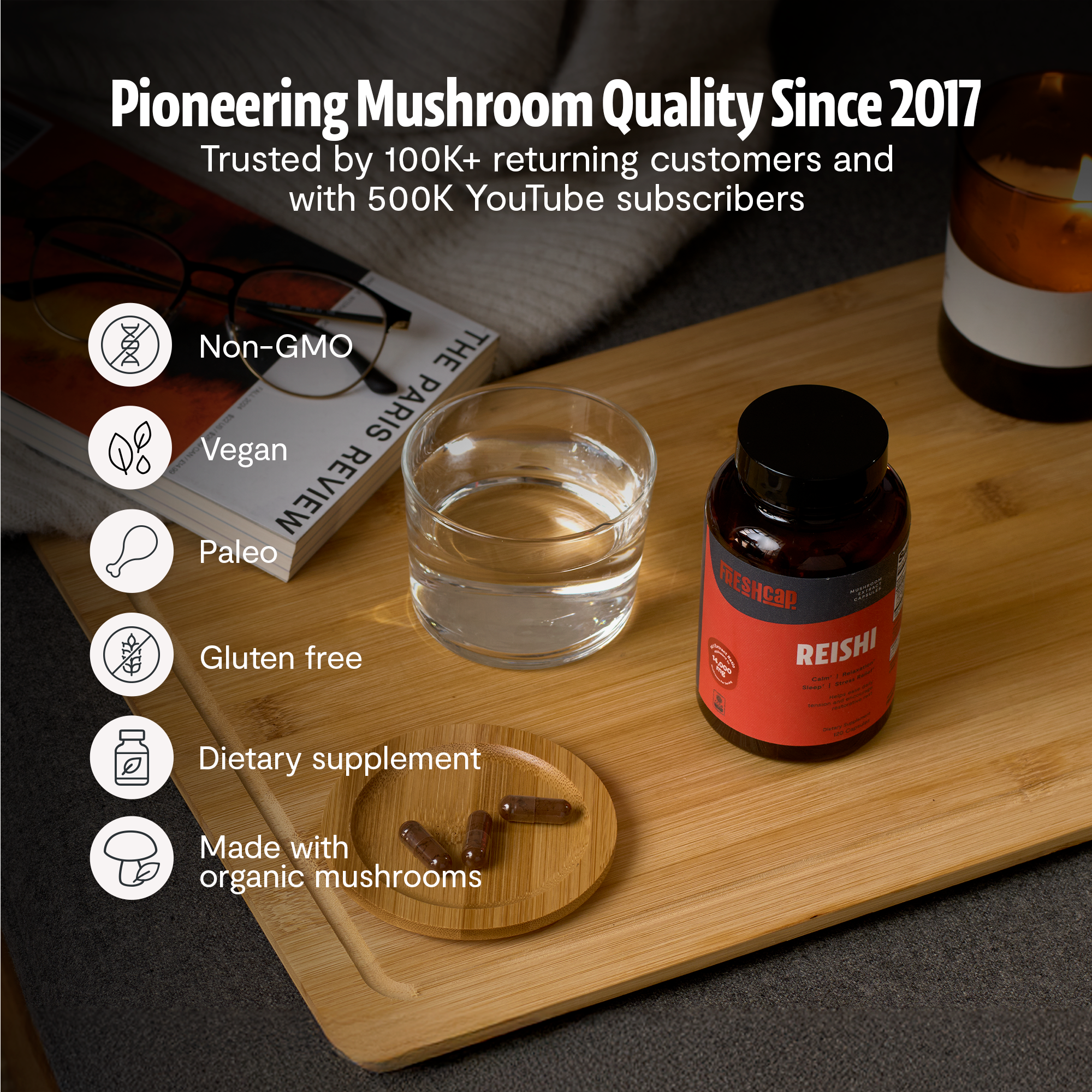 Organic Reishi Mushroom Capsules by FreshCap Mushrooms